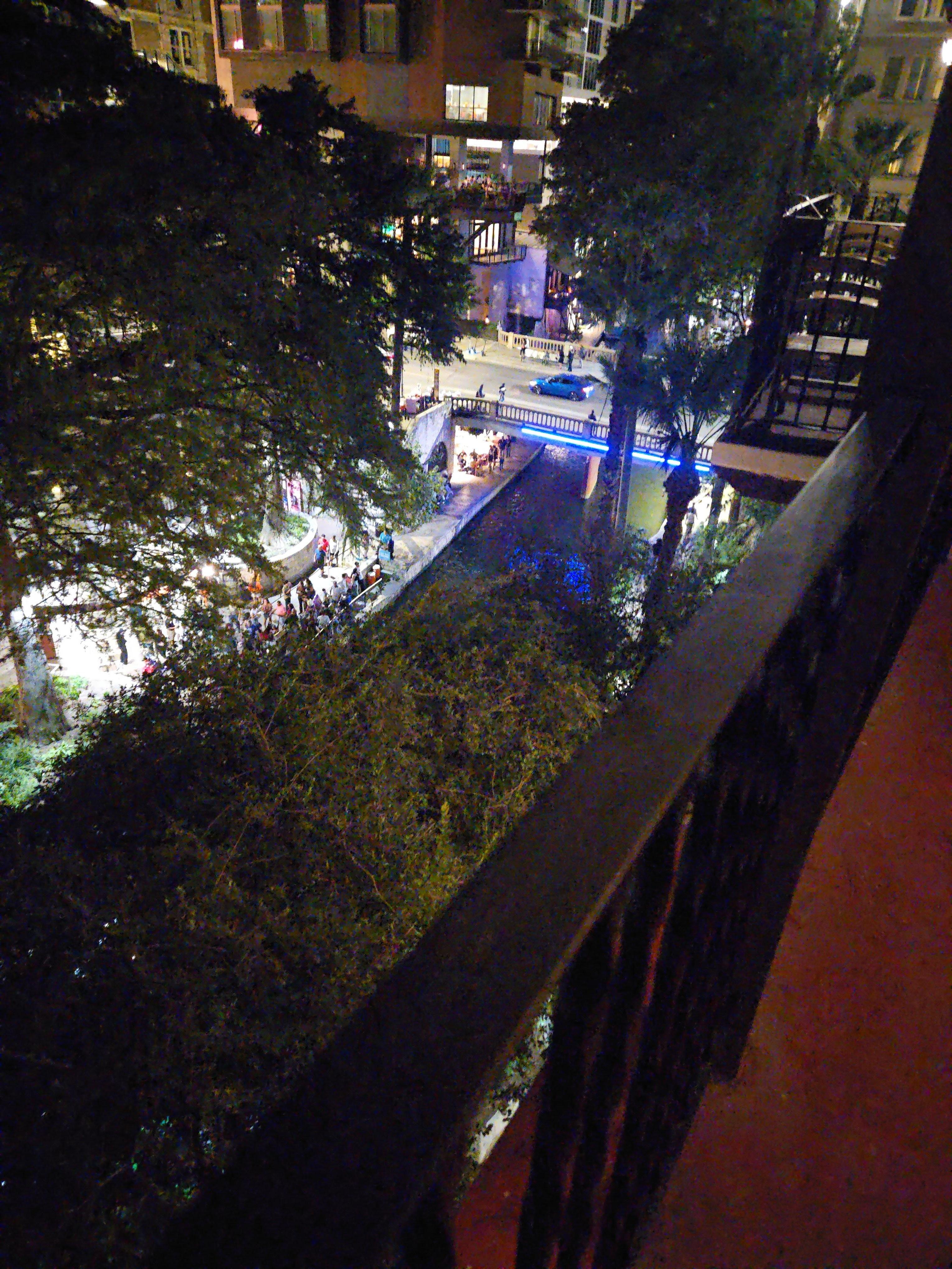 View from balcony night. 