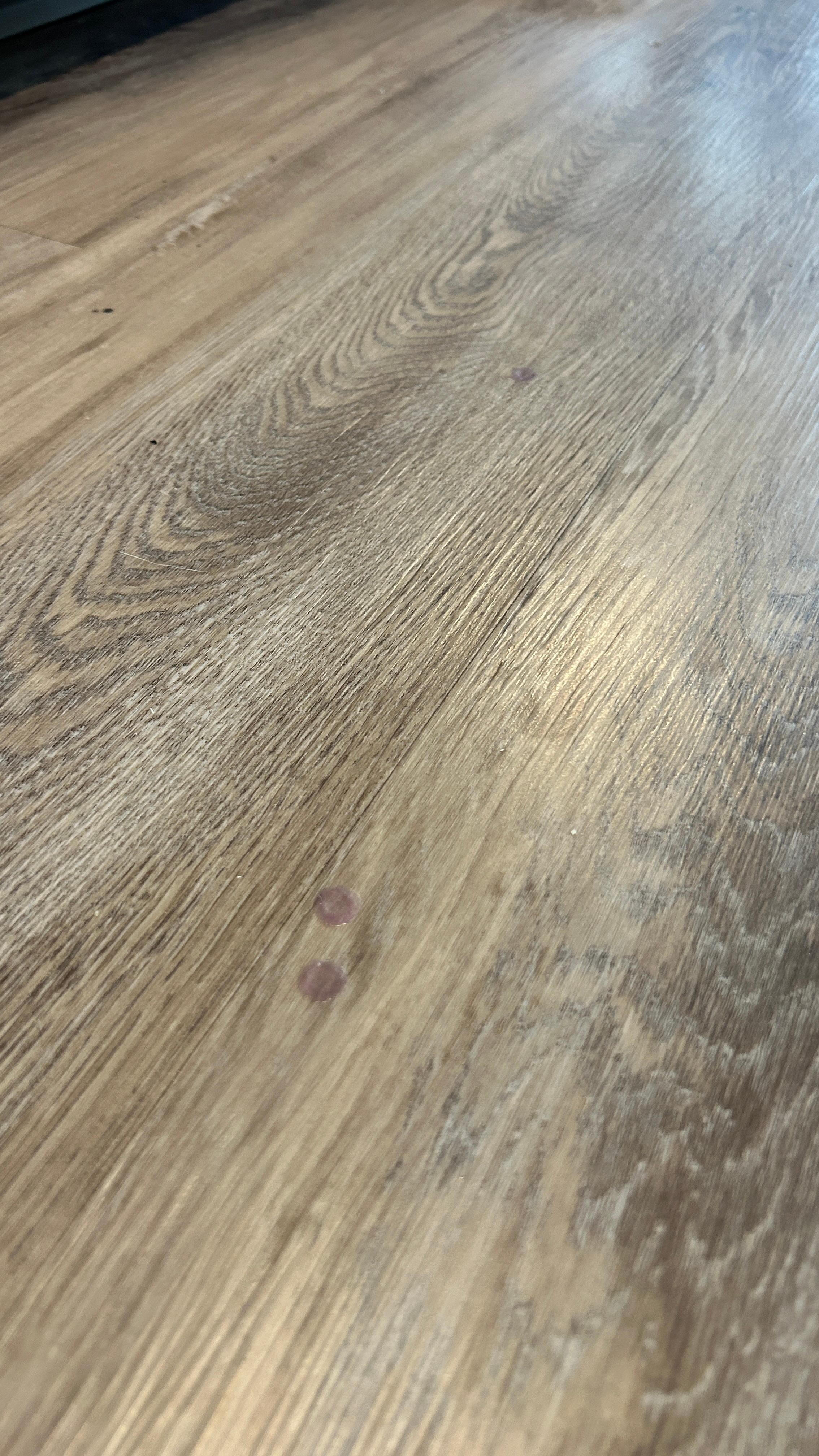 No mopping going on. Purple stains all over. 
