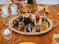 Lots of homemade jams and jellies to try!