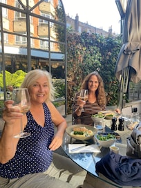 Delicious complimentary dinner in the outdoor gardens.