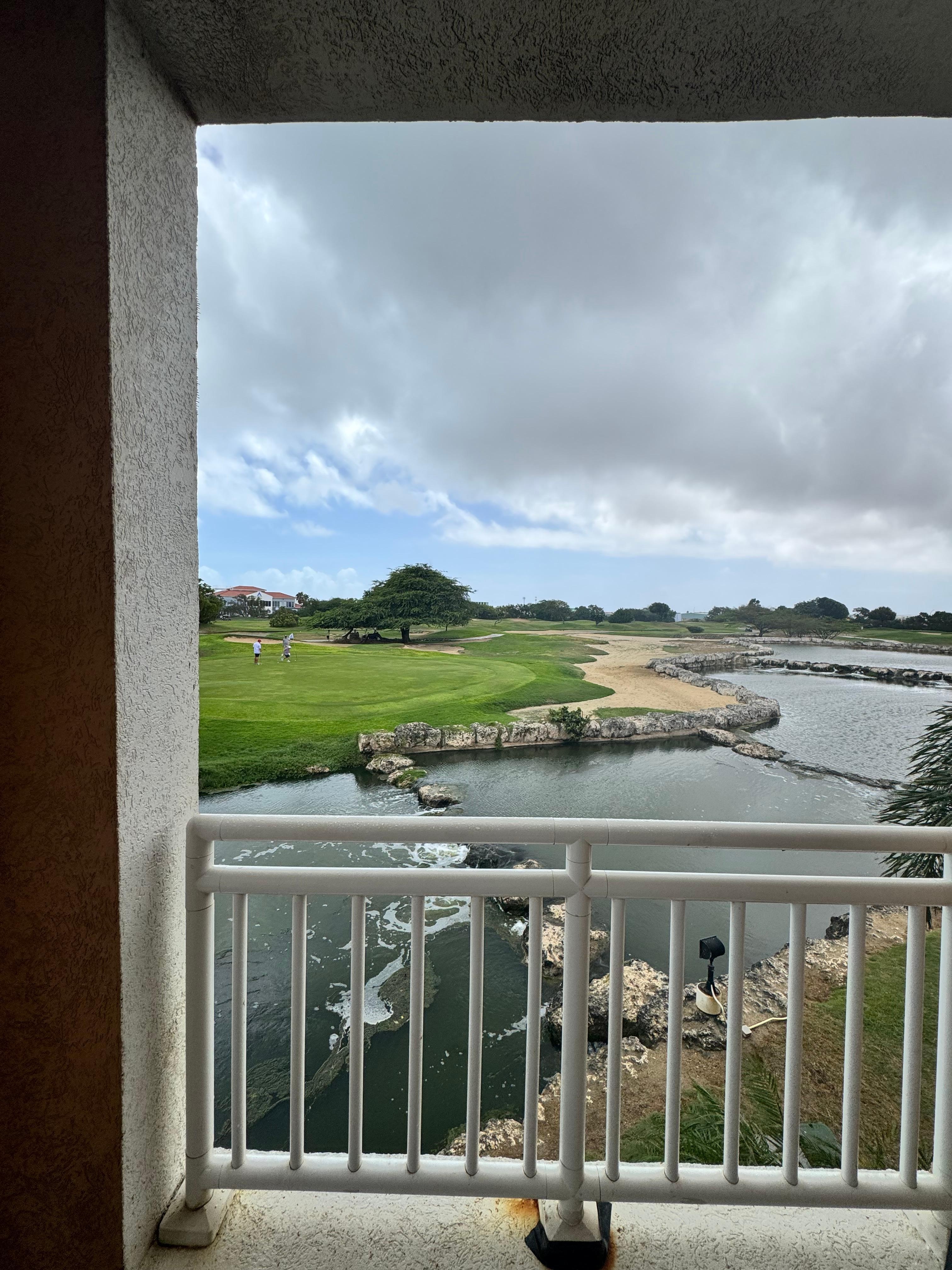 Balcony overlooking Divi Golf Course. 
