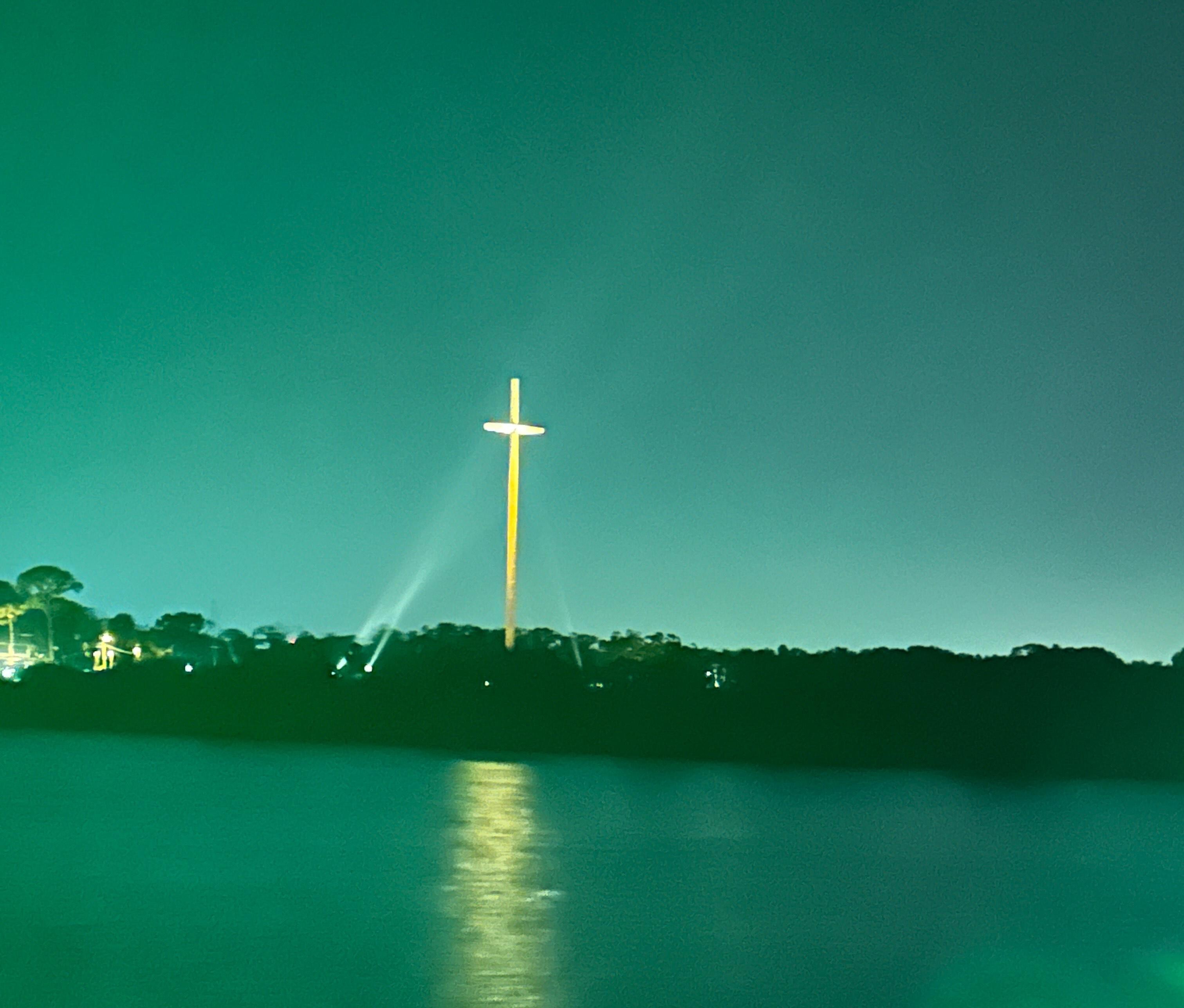 Large Cross seen from our boat ride to see the lights