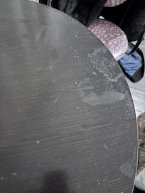 Sticky spots on a table