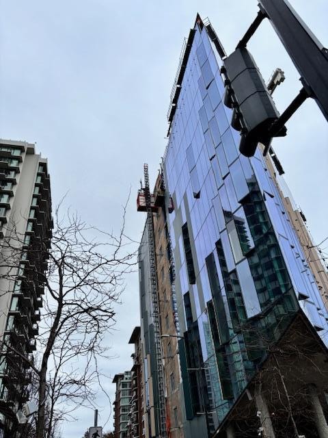 Our room was facing the elevator which is transporting workers who can see directly into your room.  They were very polite and did not look into the room. 