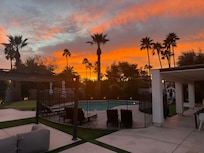 Sunset over the outdoor spaces.