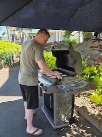 They have multiple grills throughout the resort for you to use.