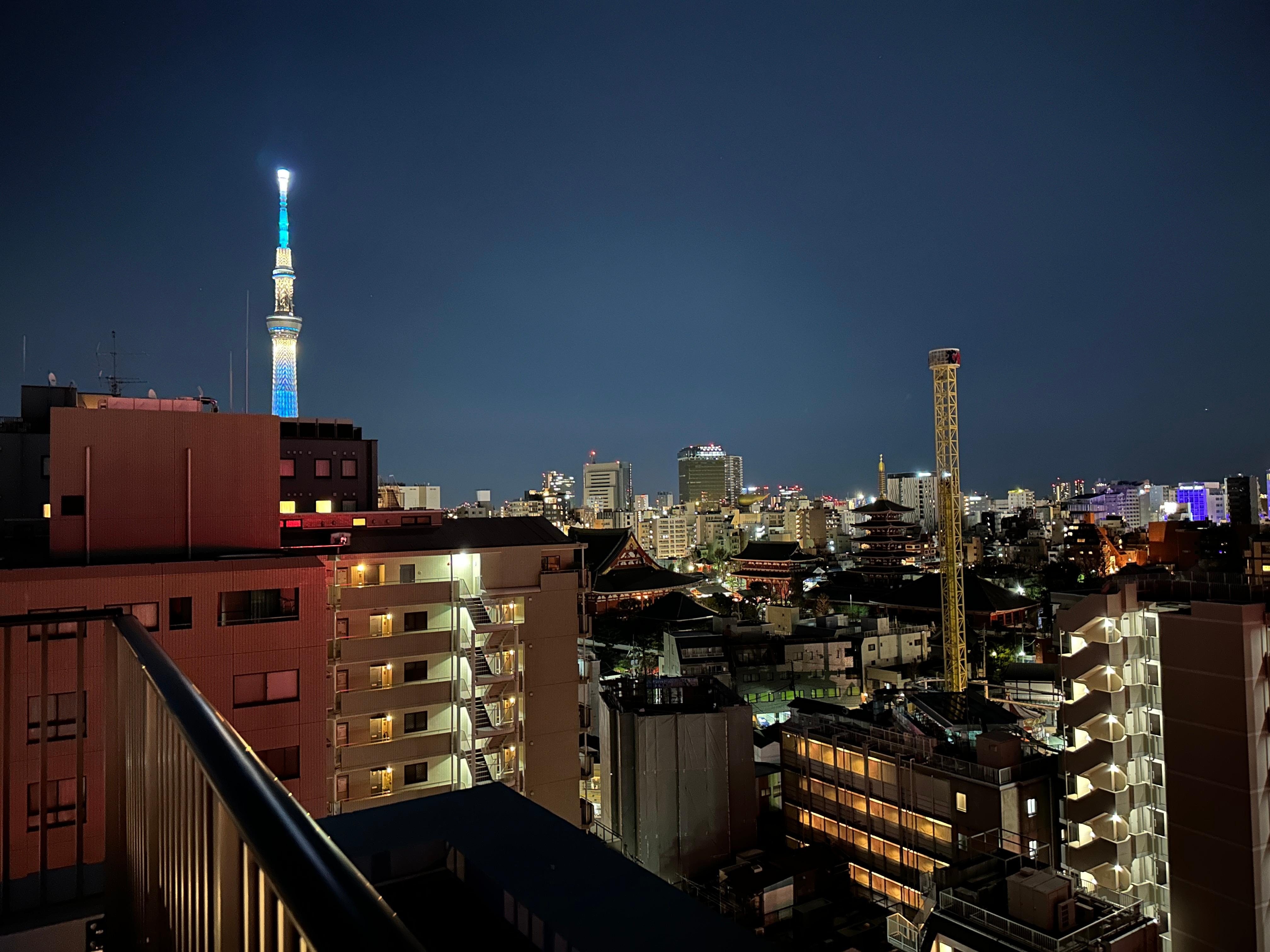 View from rooftop at night