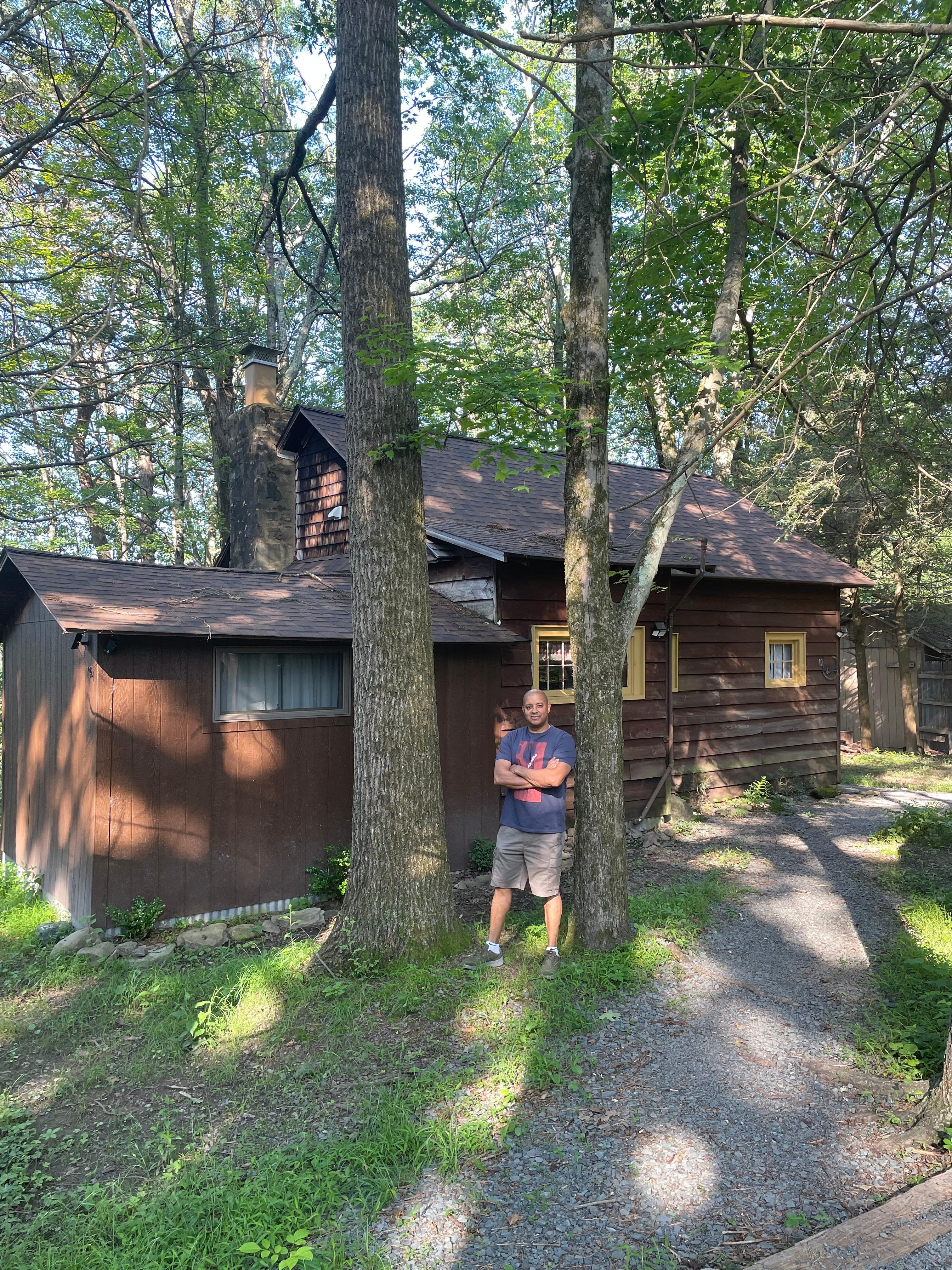 In front of of the cabin 