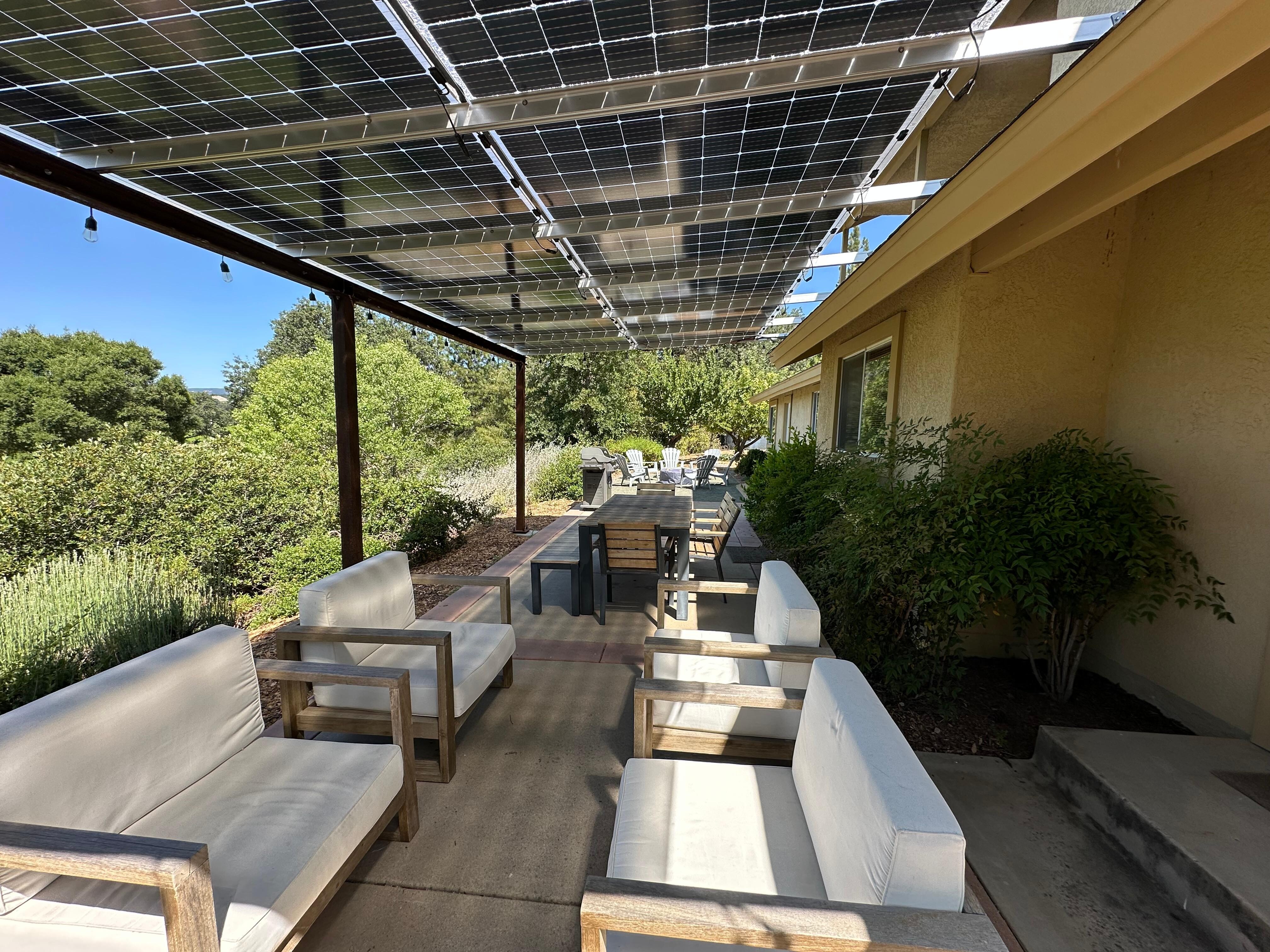 Covered patio and table were perfect for visiting and snacking.