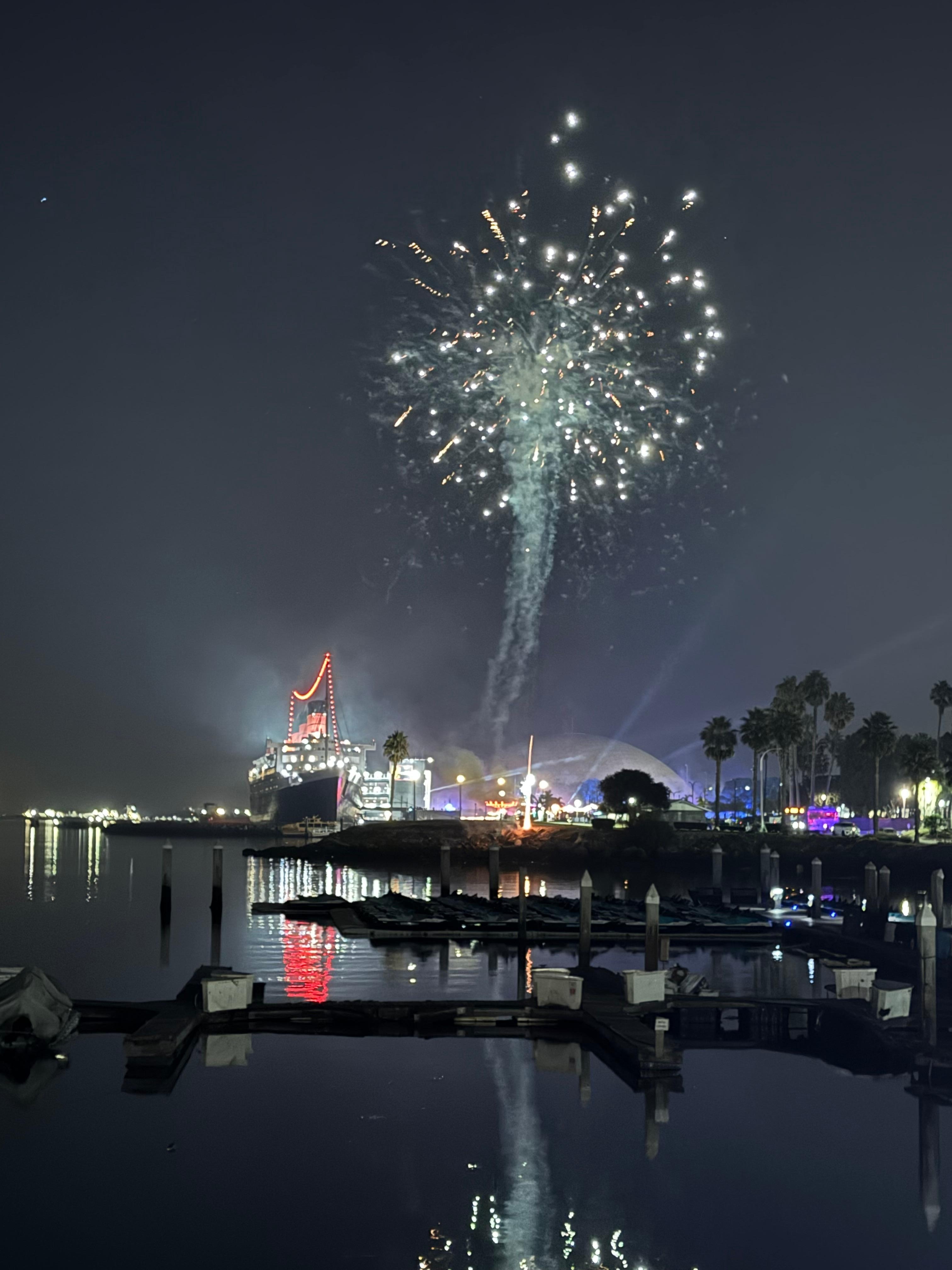 Fireworks we saw from the hotel for Halloween event at Queen Mary