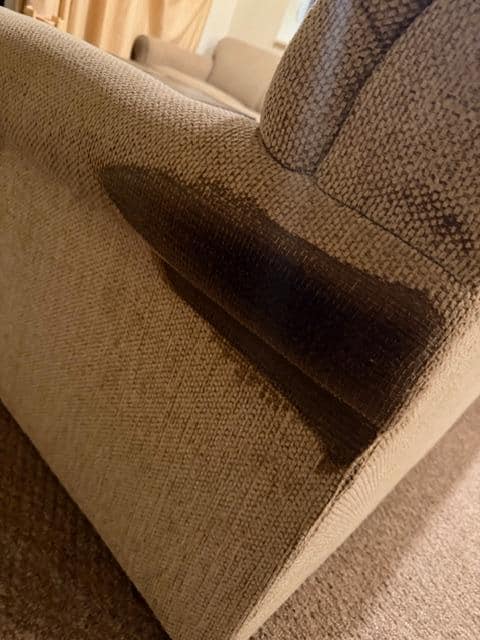 Mildew stains on couch