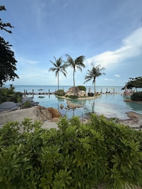 Swimming pool in front of the beach