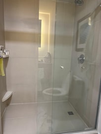 Water pressure is good. Never runs out of hot water!