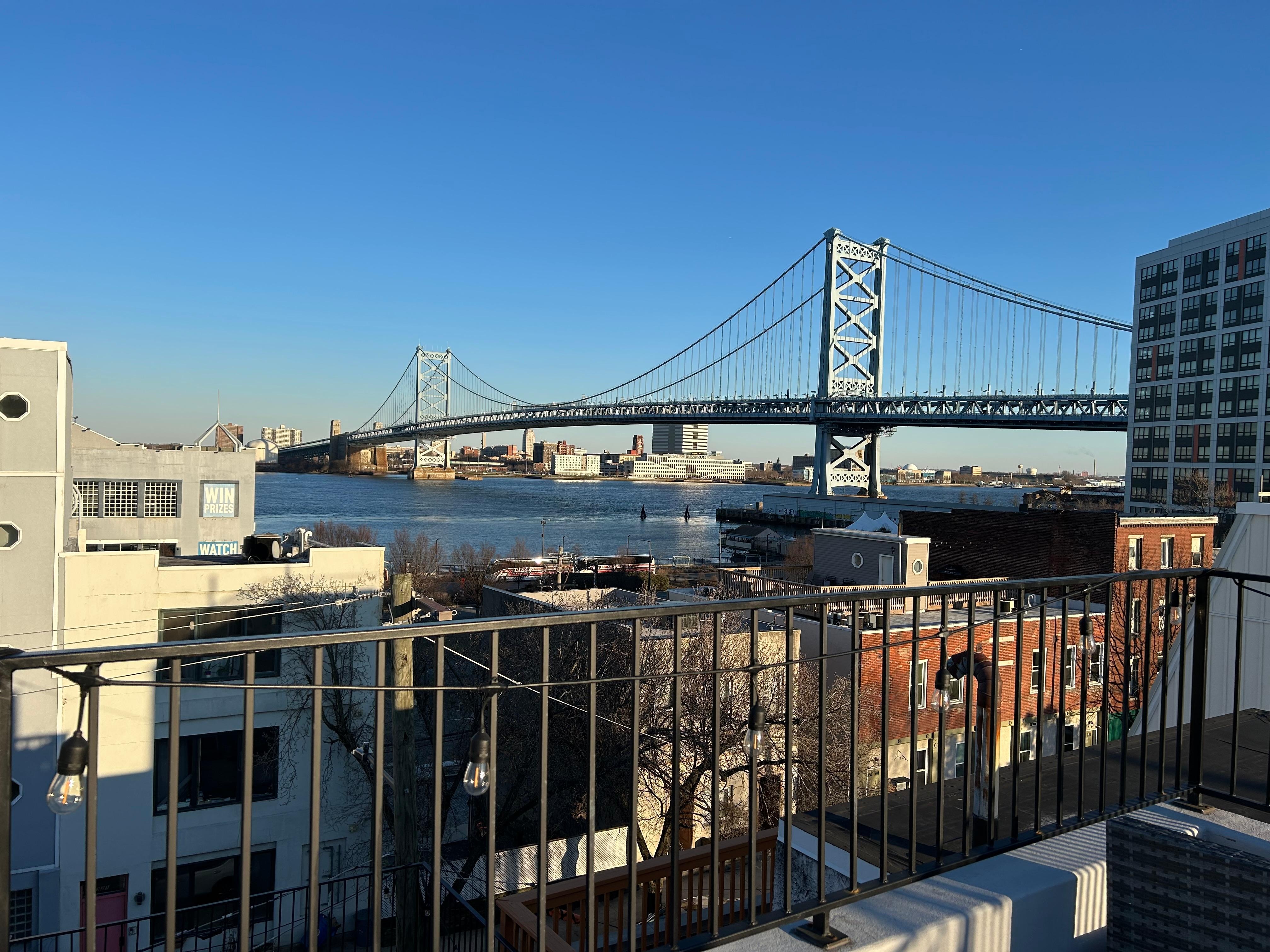 Franklin bridge over Delaware River (views from the rooftop patio)