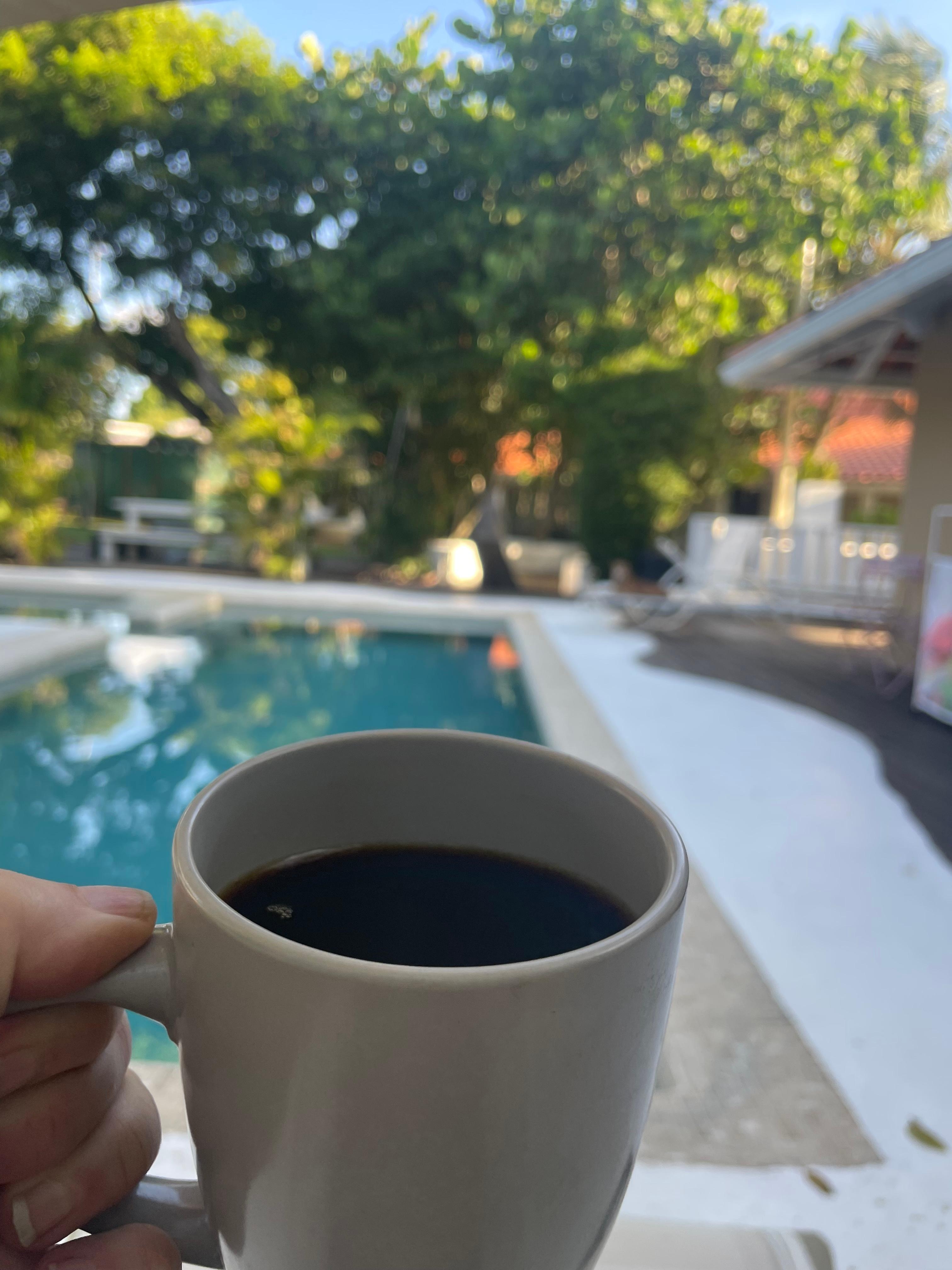 Coffee by the pool.