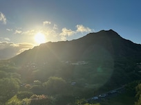 The sunrise over diamond head.
