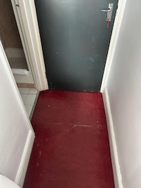 gulvtæppet på værelset i entréen.