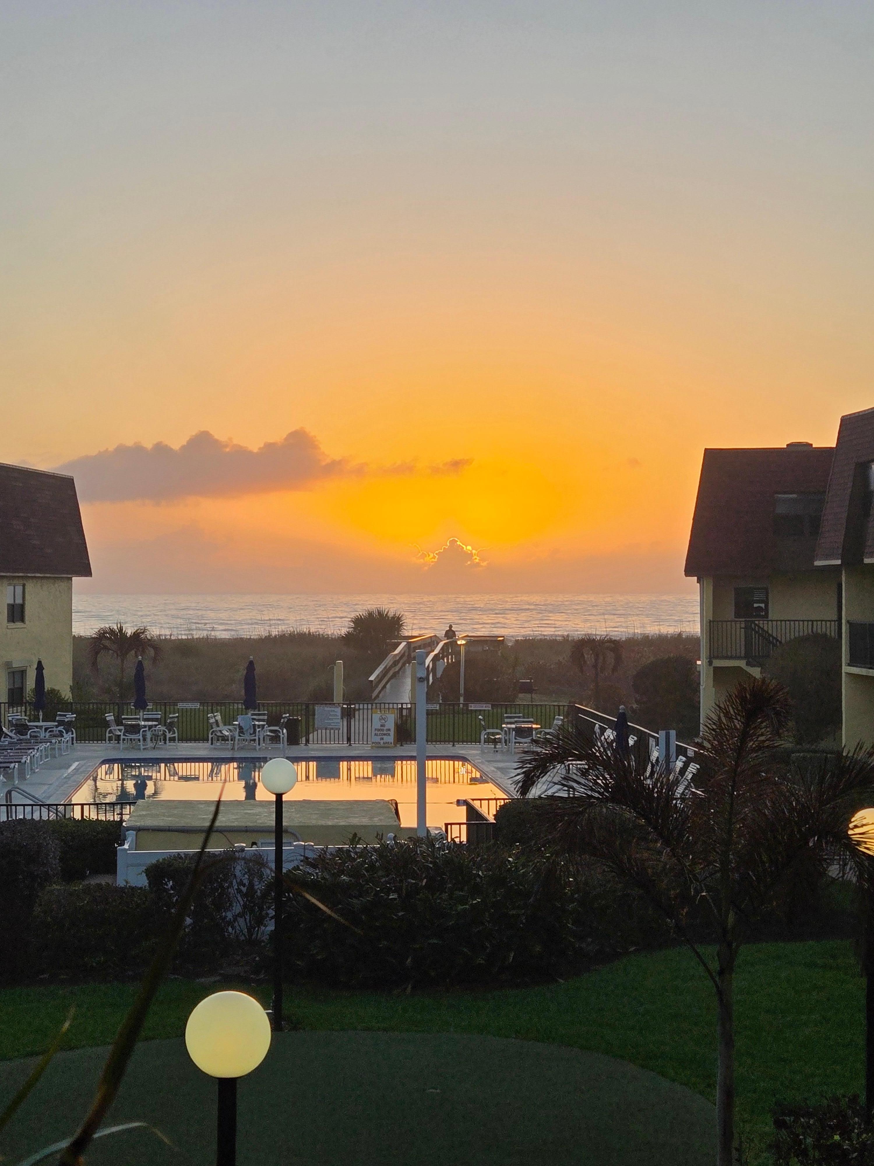 Beautiful sunrise from the balcony.