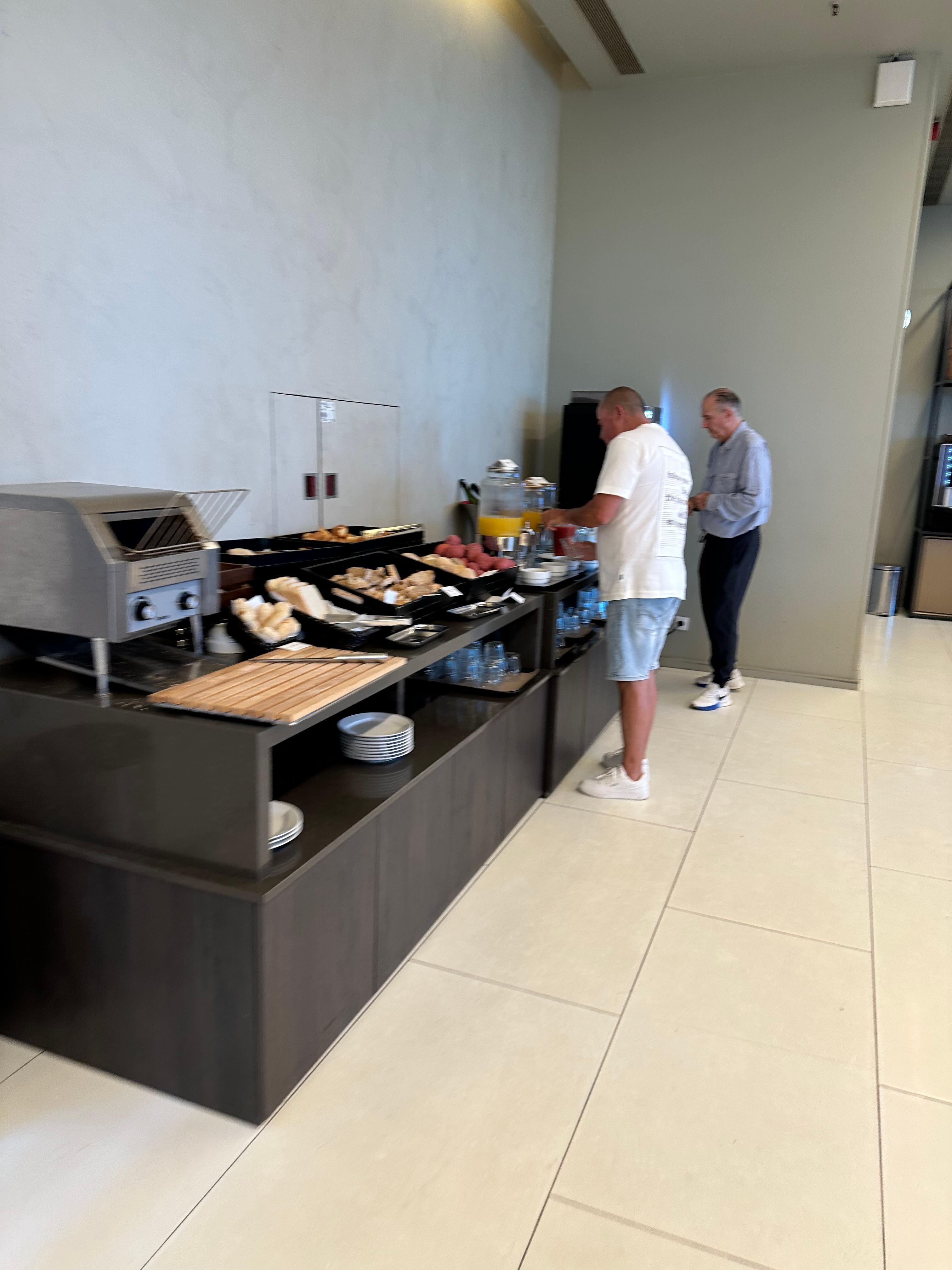 Breads/ beverages bar for breakfast 