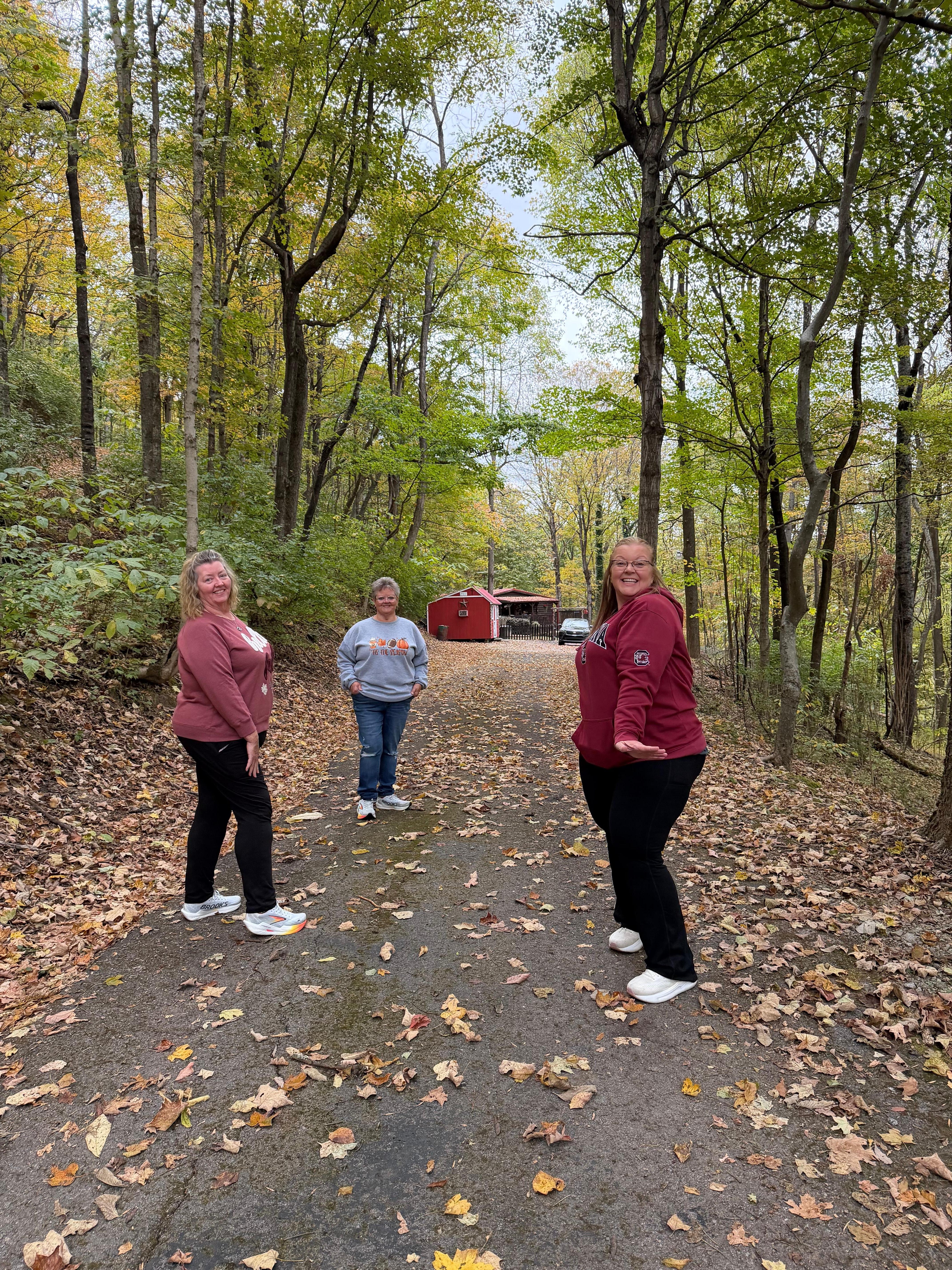 Me and my sisters taking a walk down the driveway from the cabin 