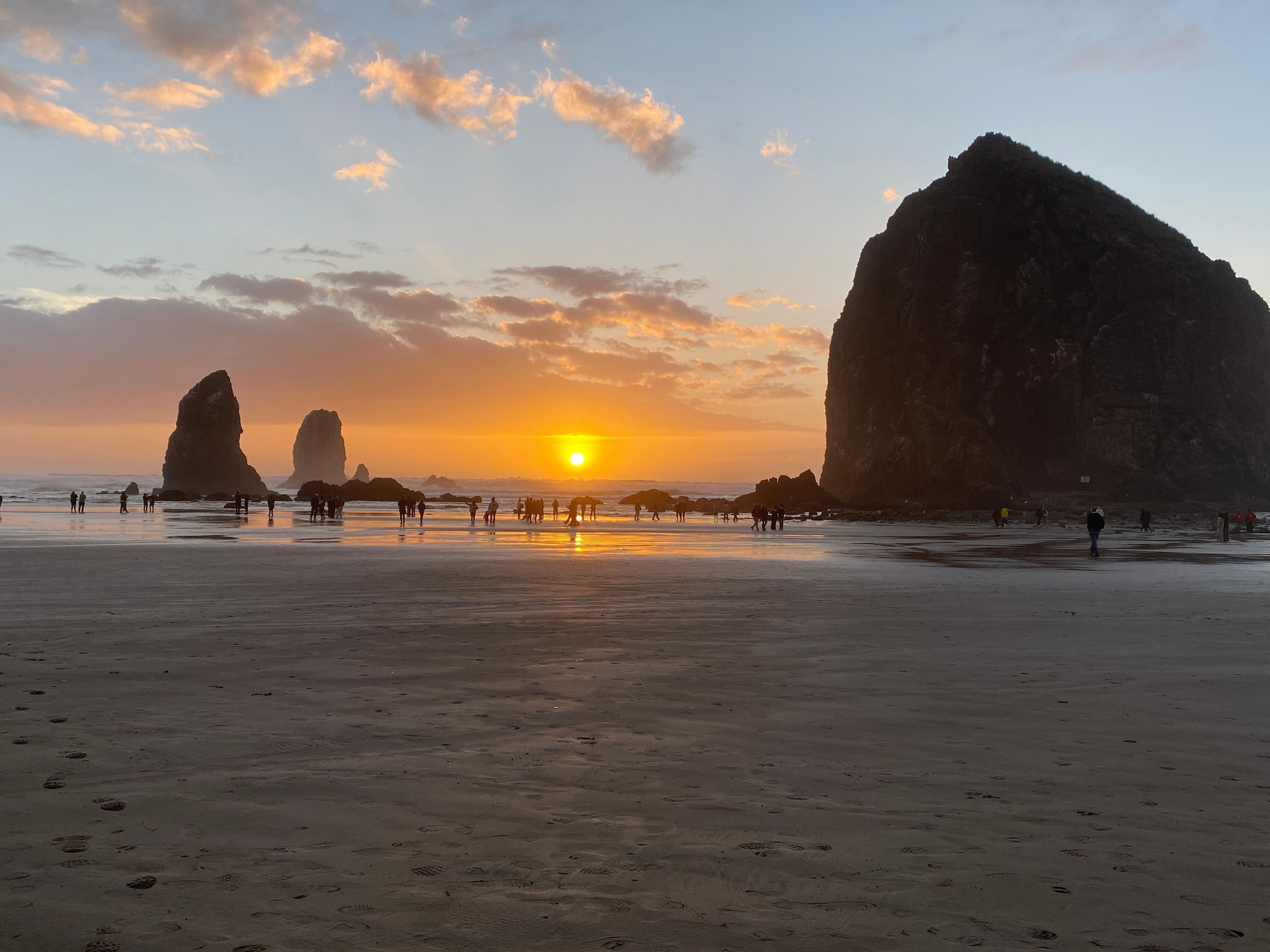 Walked to Haystack Rock for sunset!