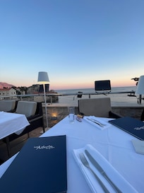 Sunset dinner from the rooftop.