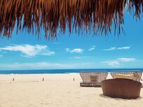 Beach chairs and beautiful sand