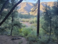 View straight out the sliding glass doors