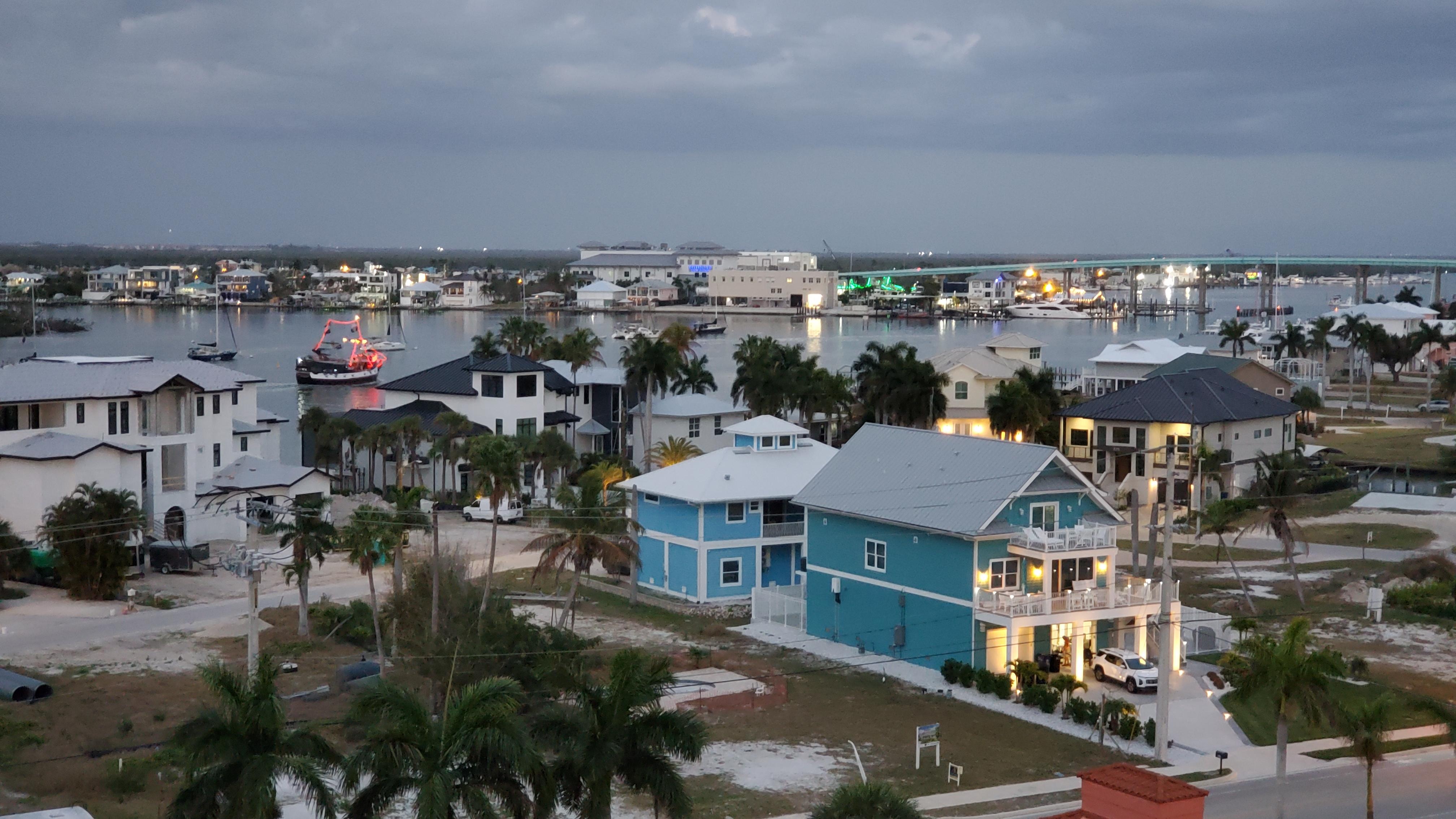 View from the balcony by the elevators