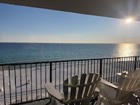 Large deck with comfy chairs