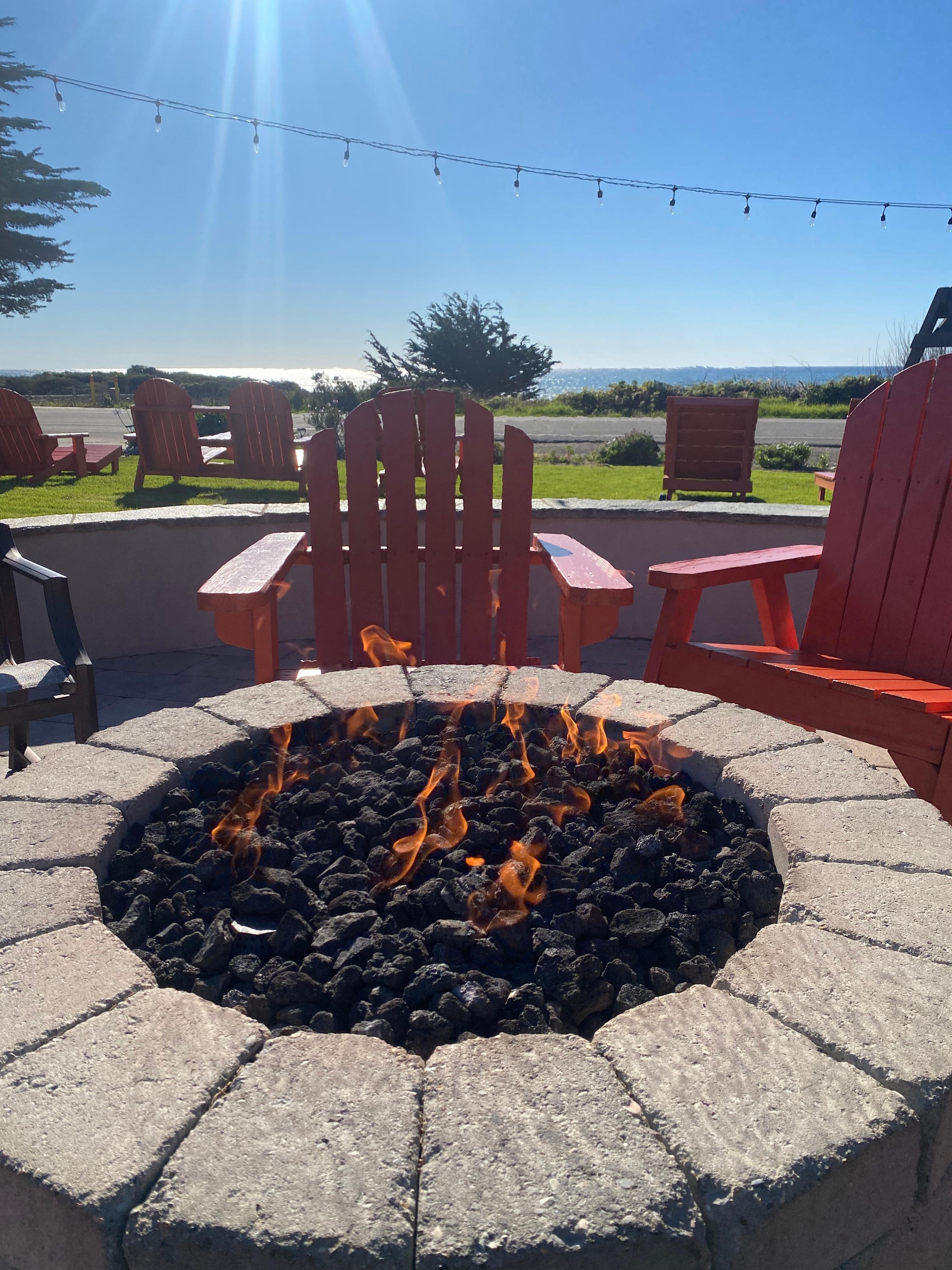 The fire pit at the hotel