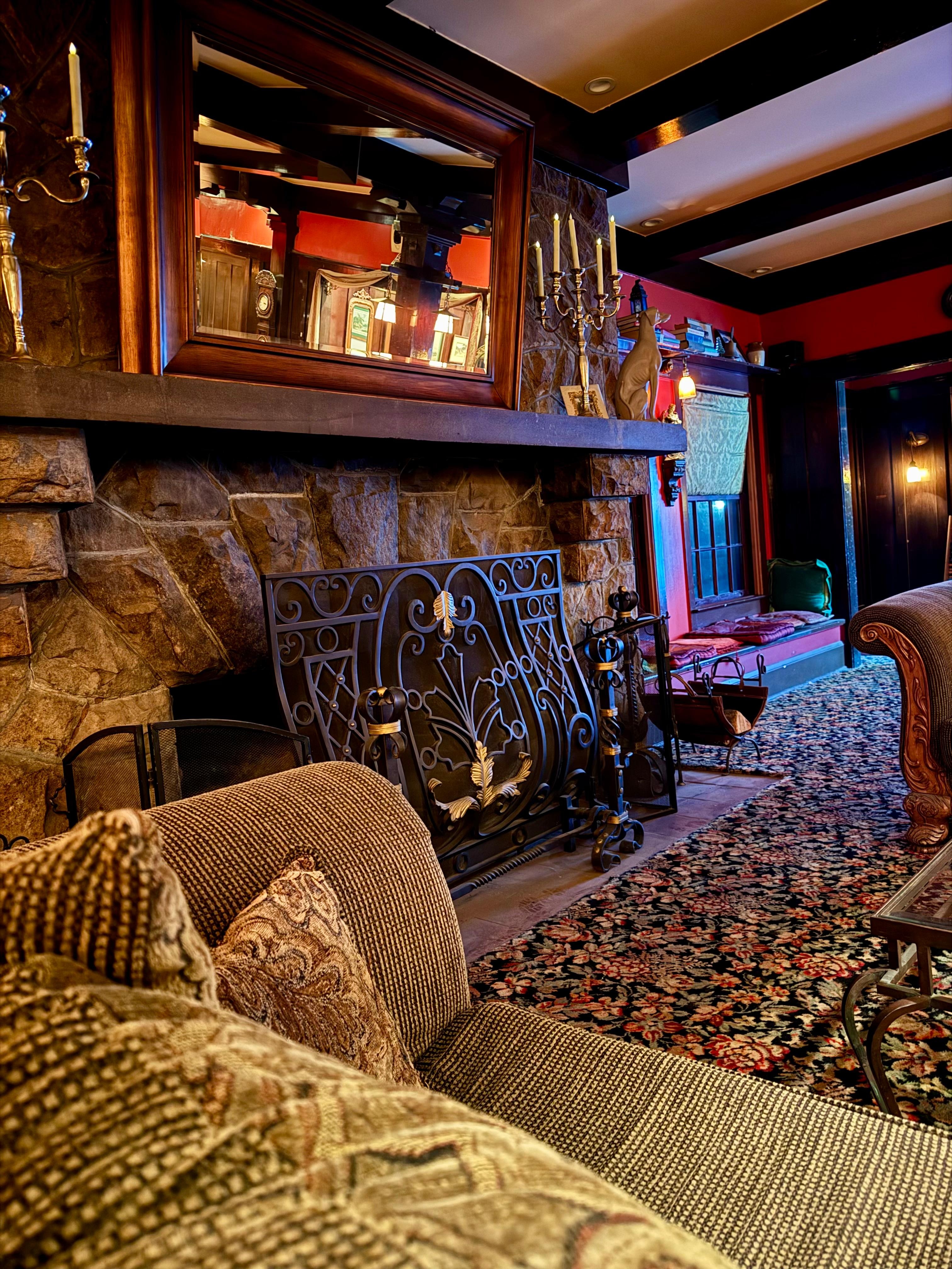 Common area near fireplace