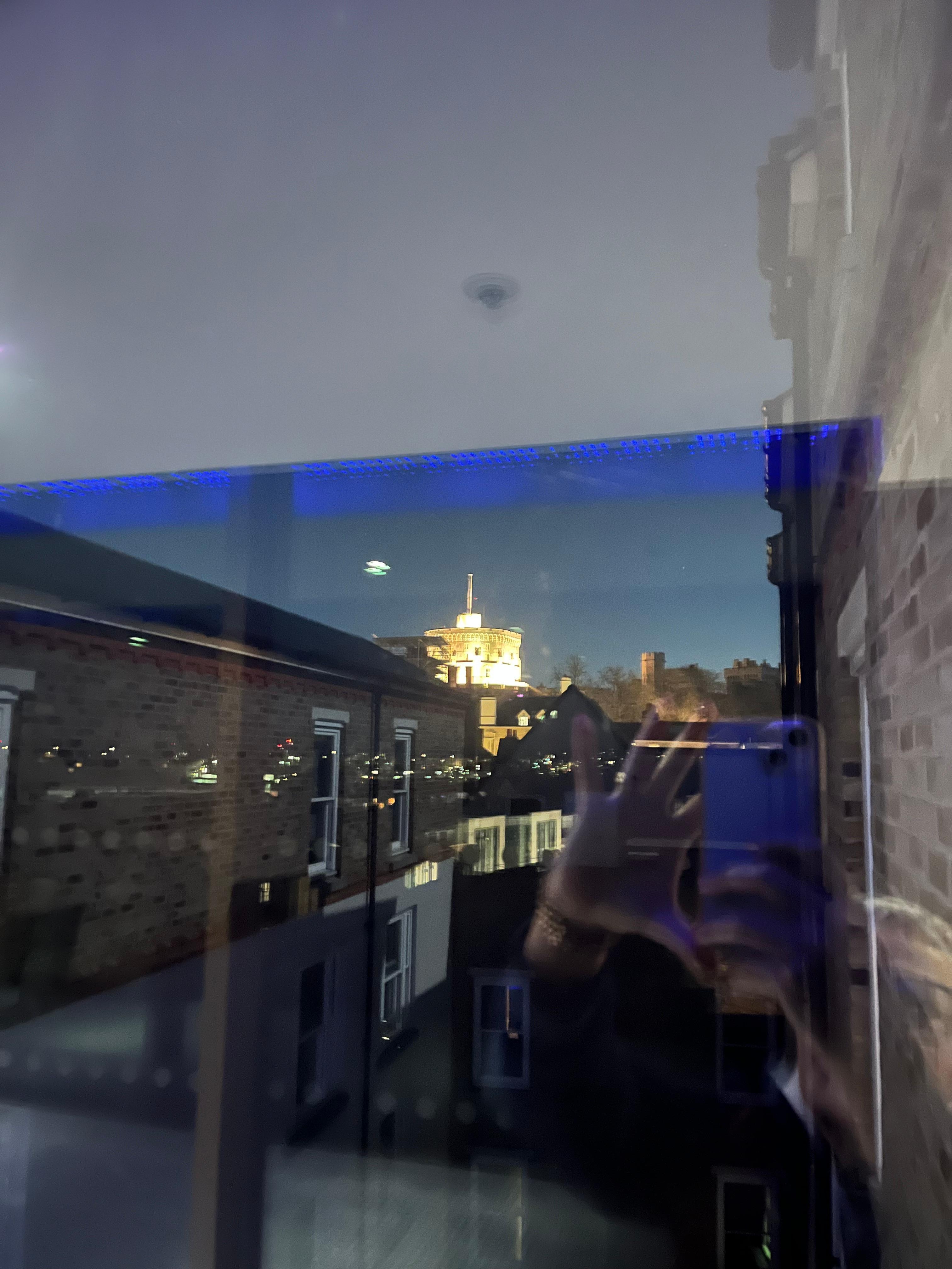 View of the castle from the hotel (at night!)