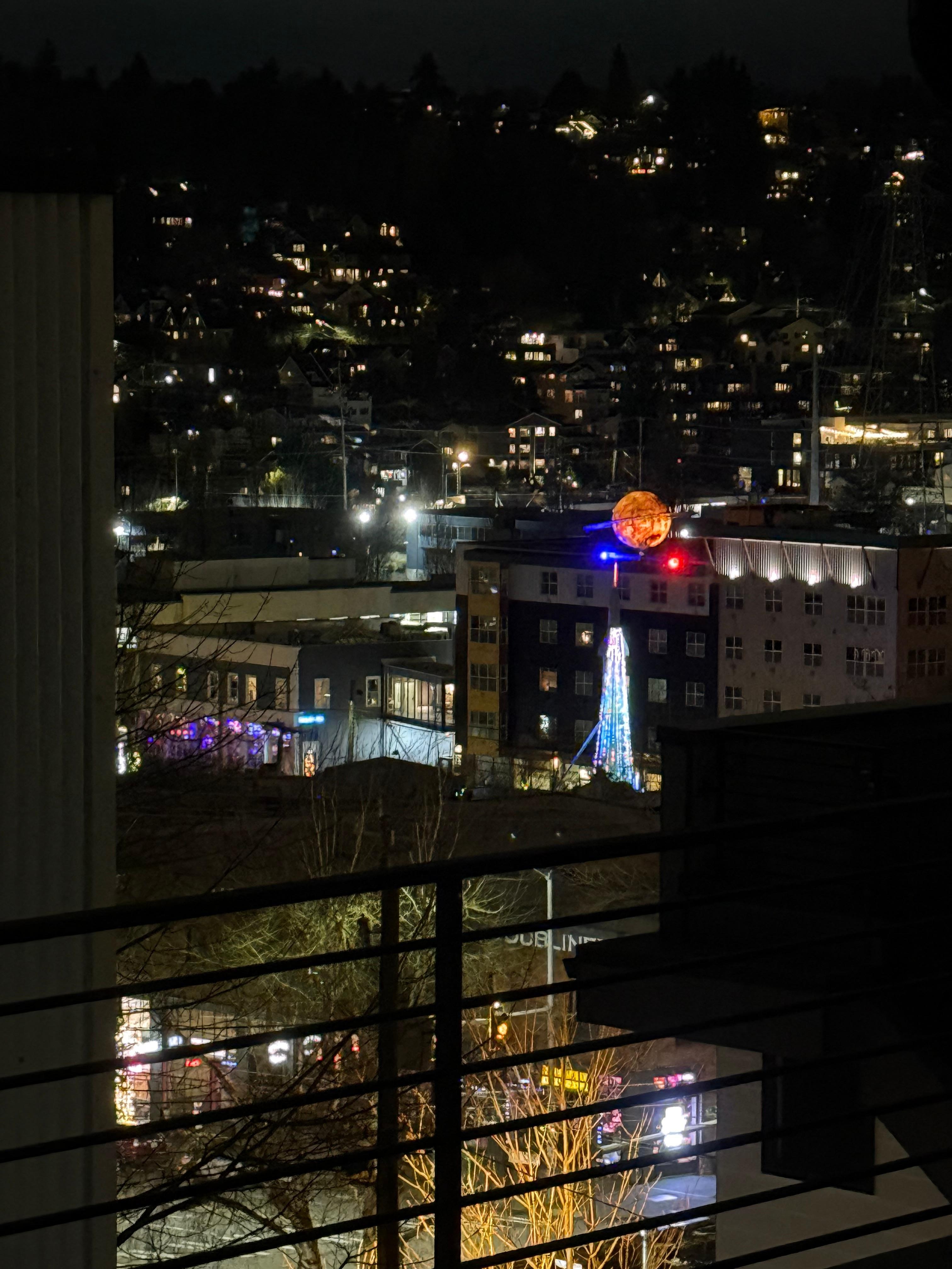 Great night view from top deck!