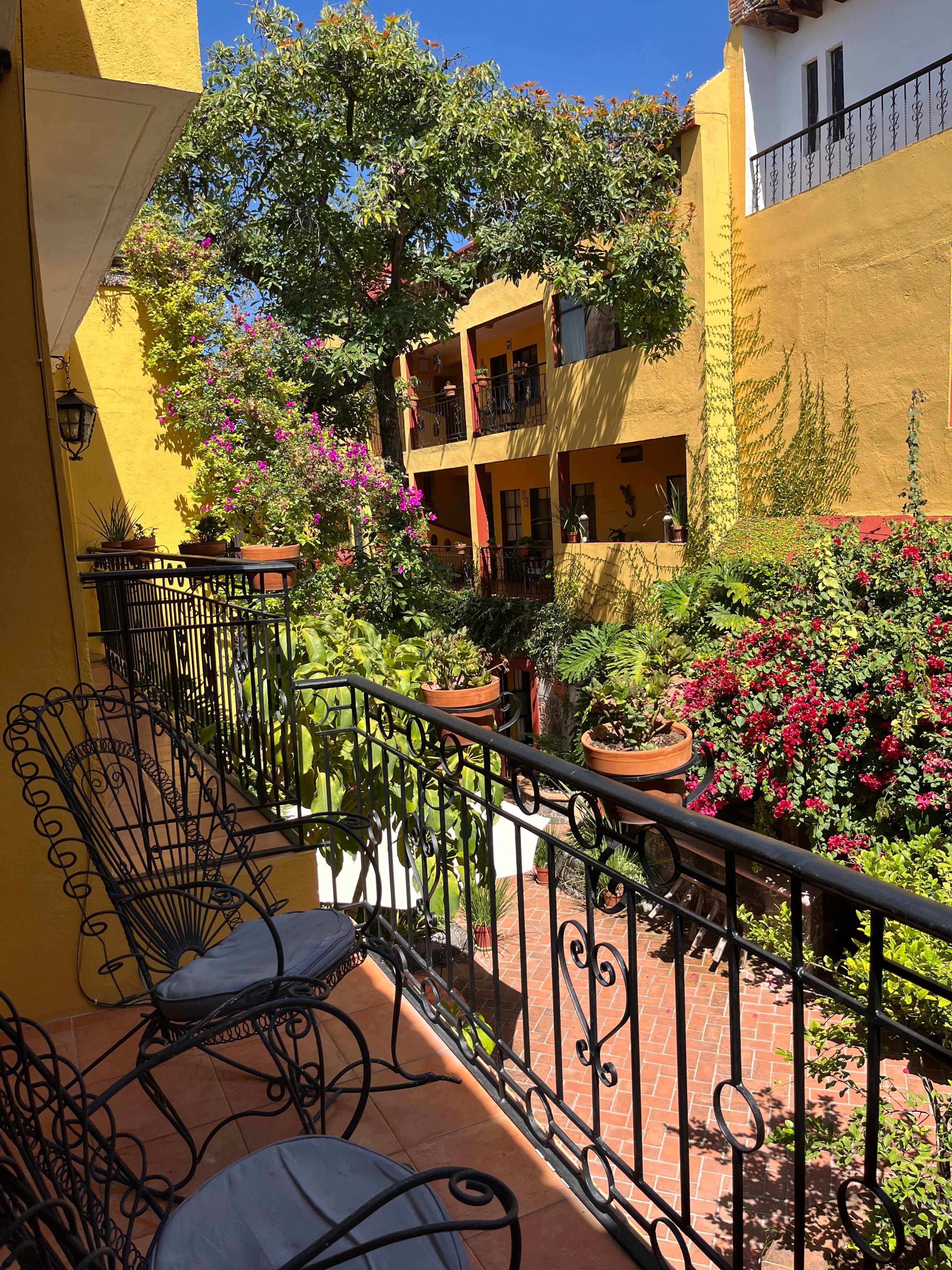 View from room into courtyard 