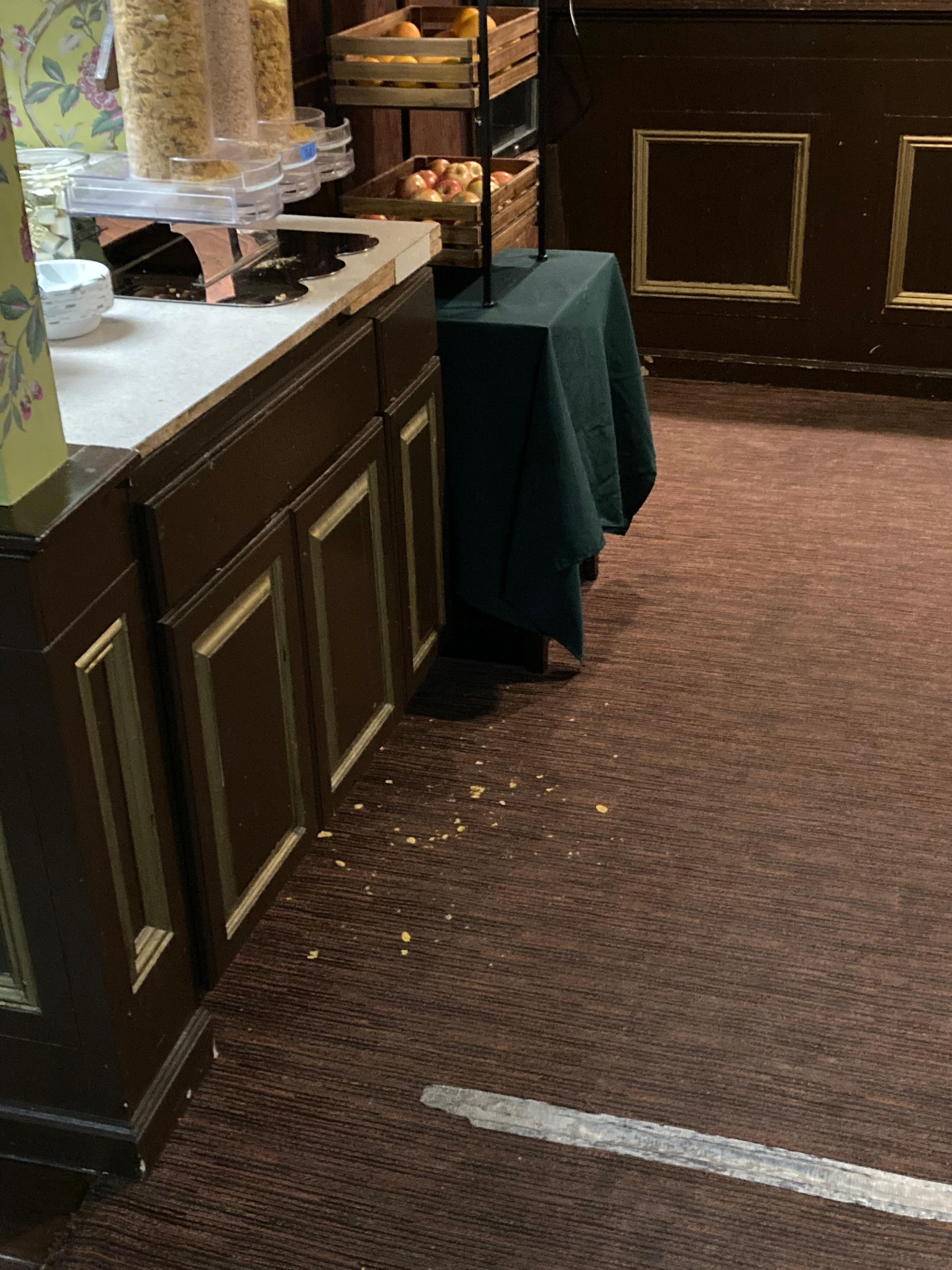 Dirt of what they called breakfast area. 