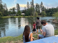Fishing on Shady Cove property.