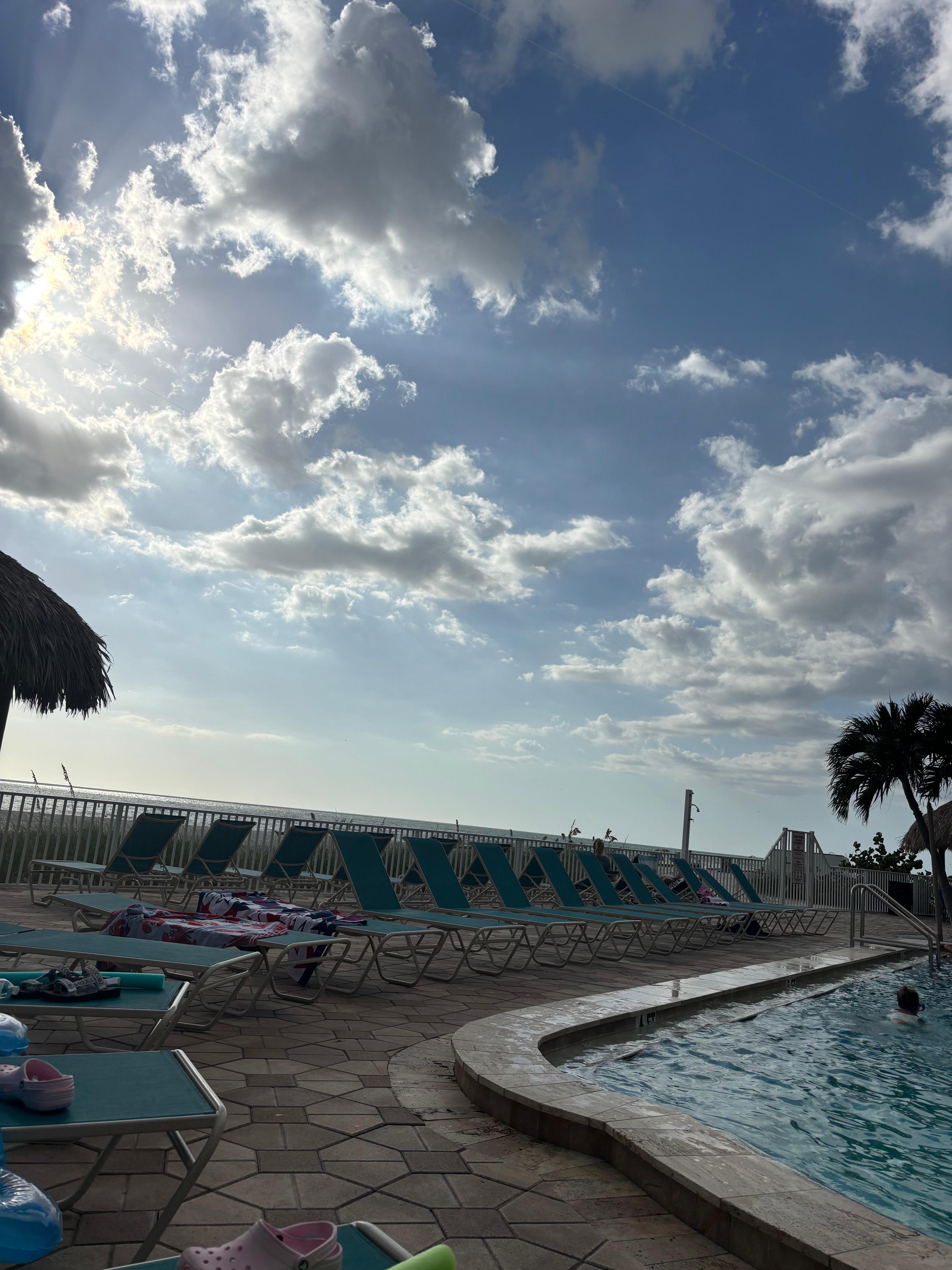 The beach steps from the pool area