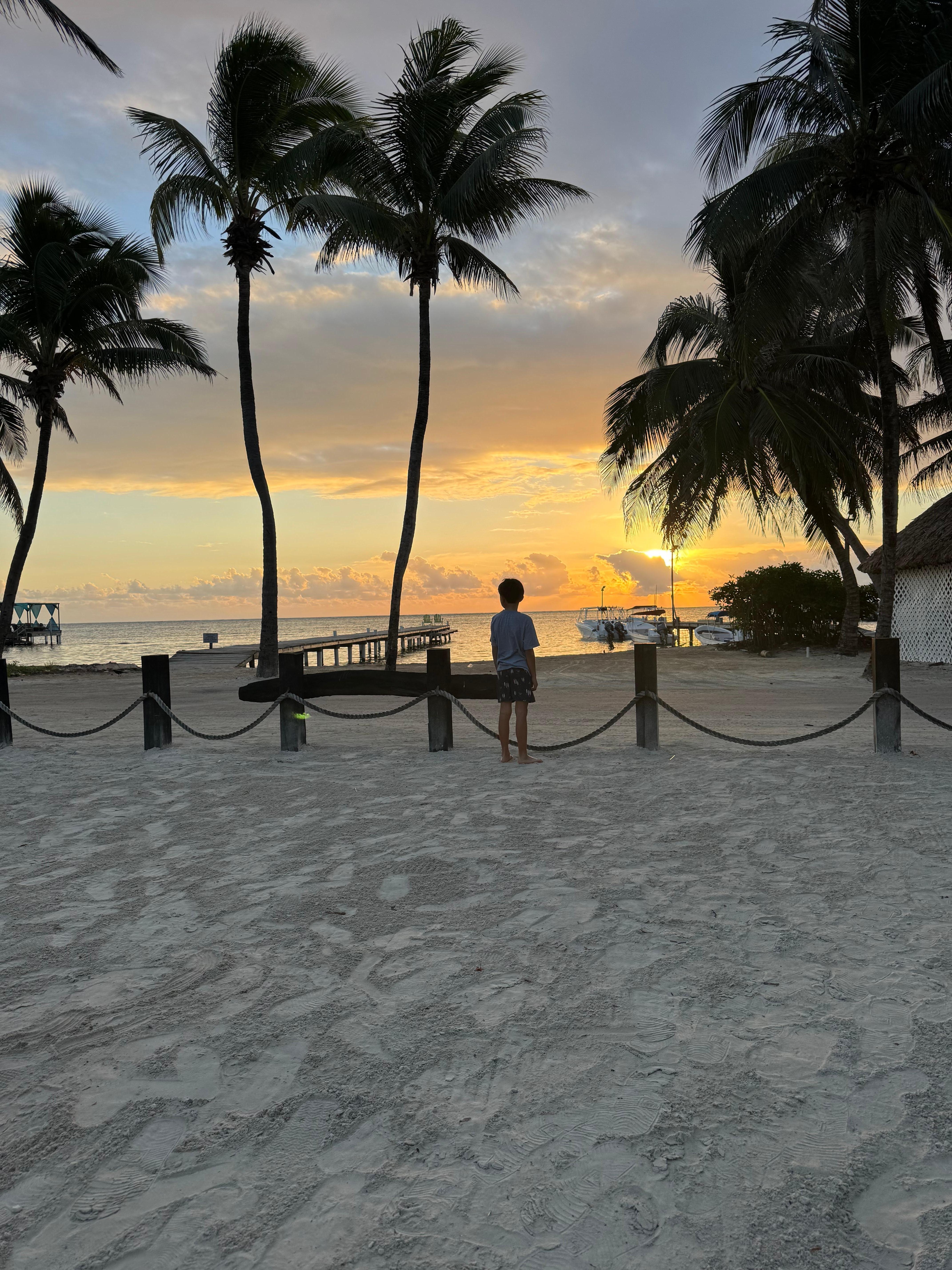 Beautiful view from our room. A few locals come to watch the sunrise/sunset and play soccer on the small strip of beach.
