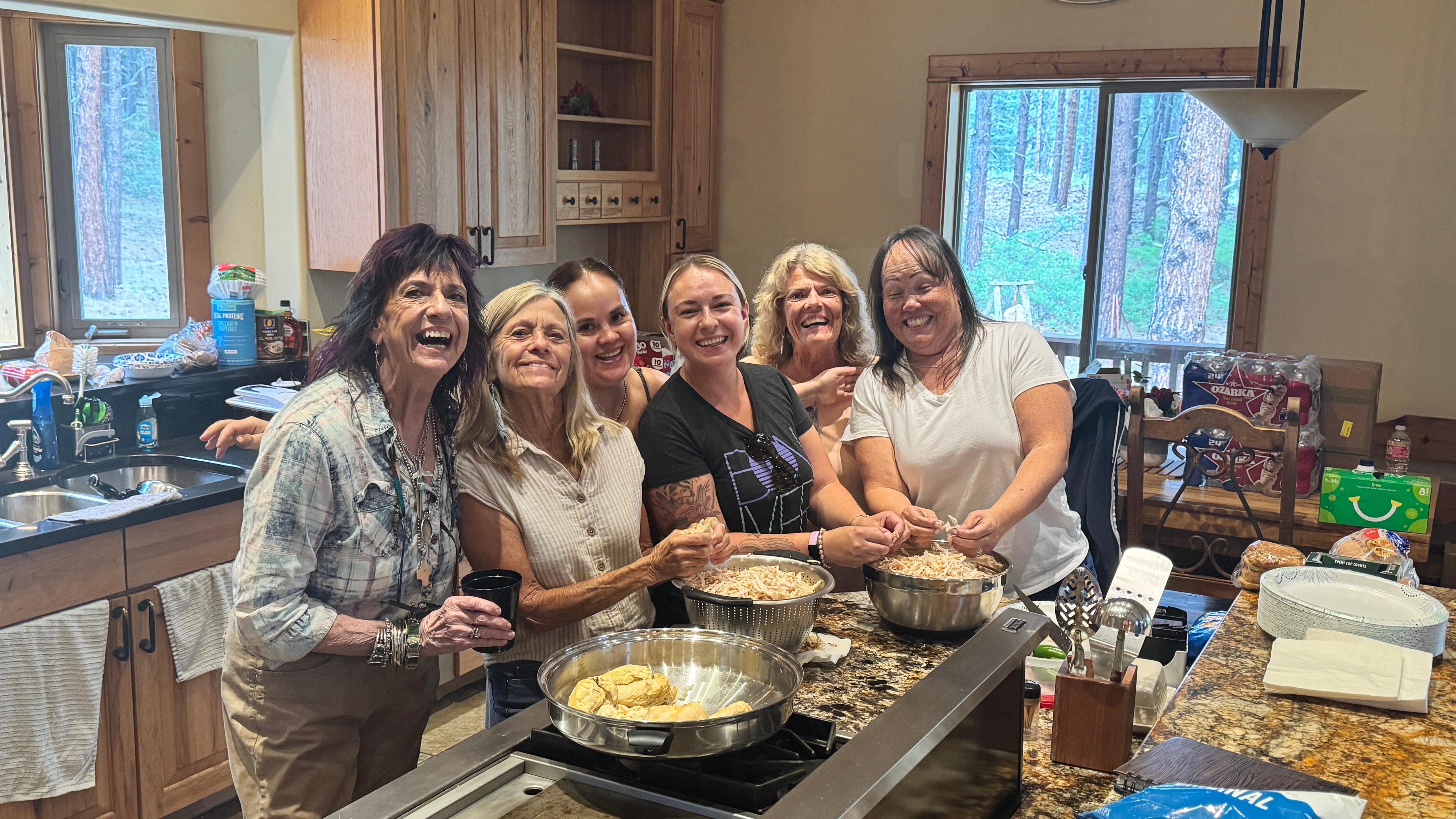 Lots of cooking in the large chefs kitchen!