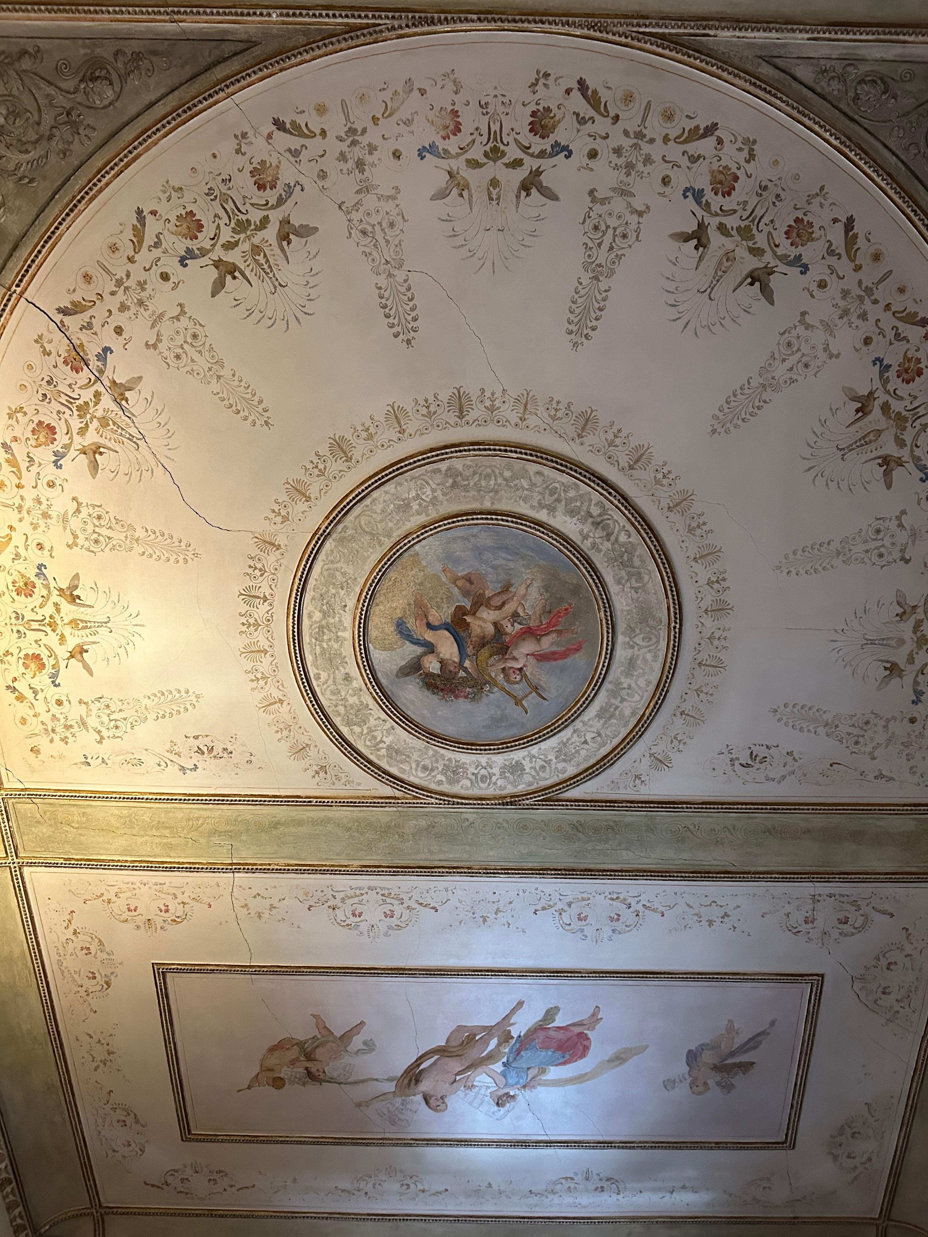 View of the ceiling laying in bed