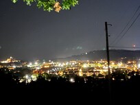 View of city at night
