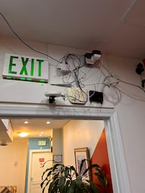 This is some of the wiring in the so-called boutique hotel. It looks dangerous. And with at least a dozen cameras very invasive.