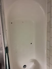 Chips in the porcelain bath tub