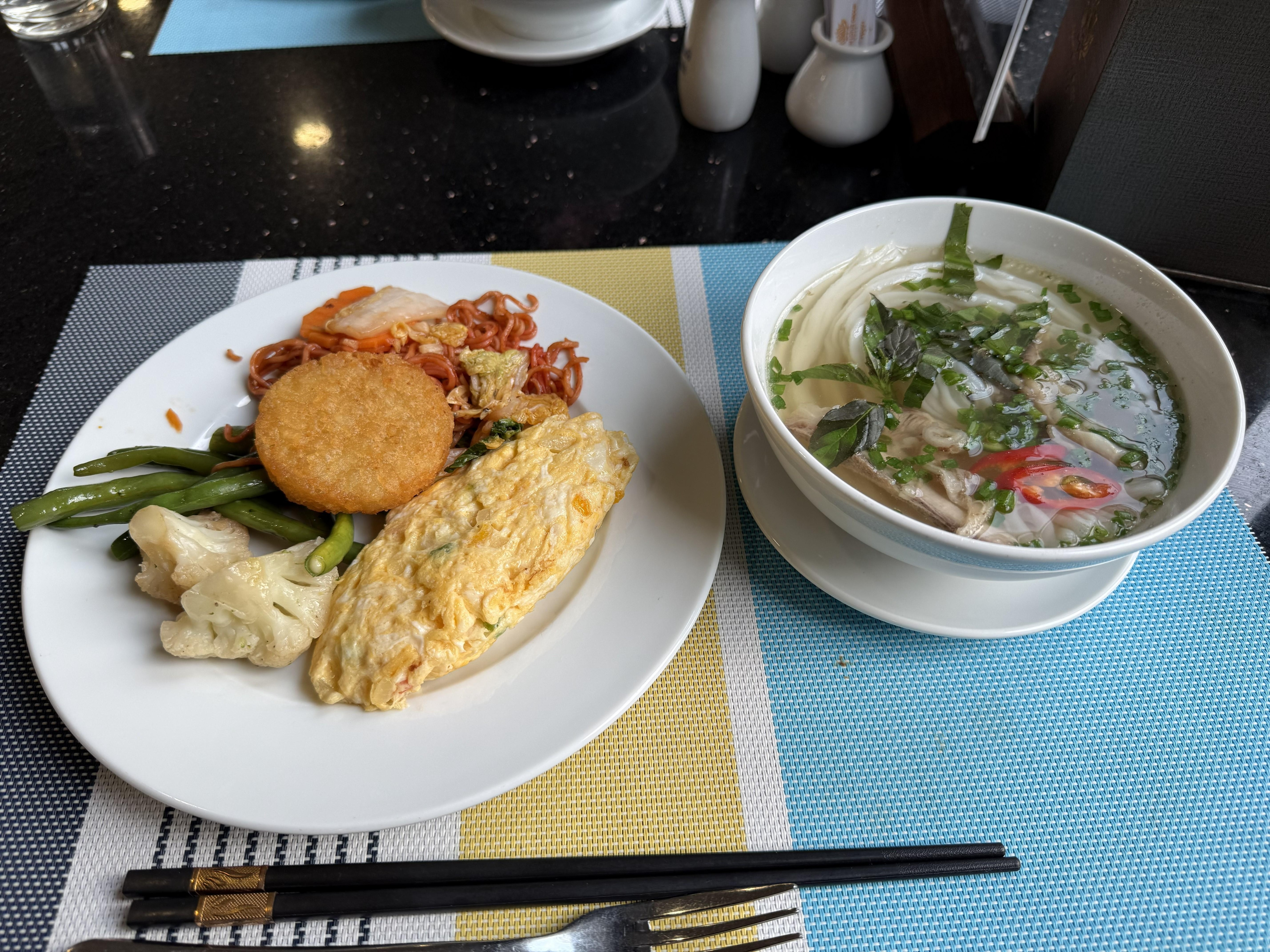 the breakfast buffet at the hotel 
