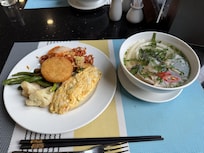 the breakfast buffet at the hotel