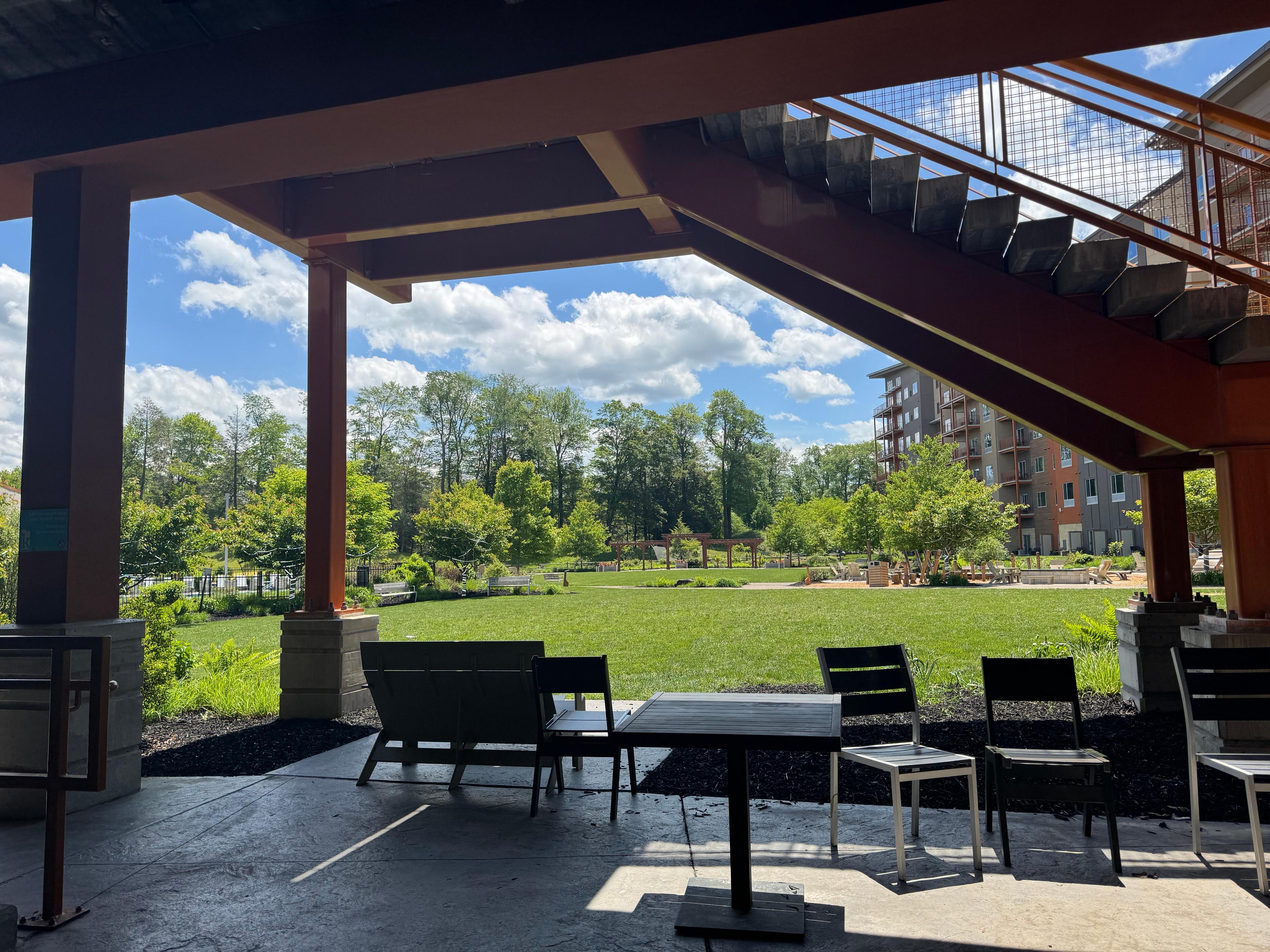Outdoor sitting and play area