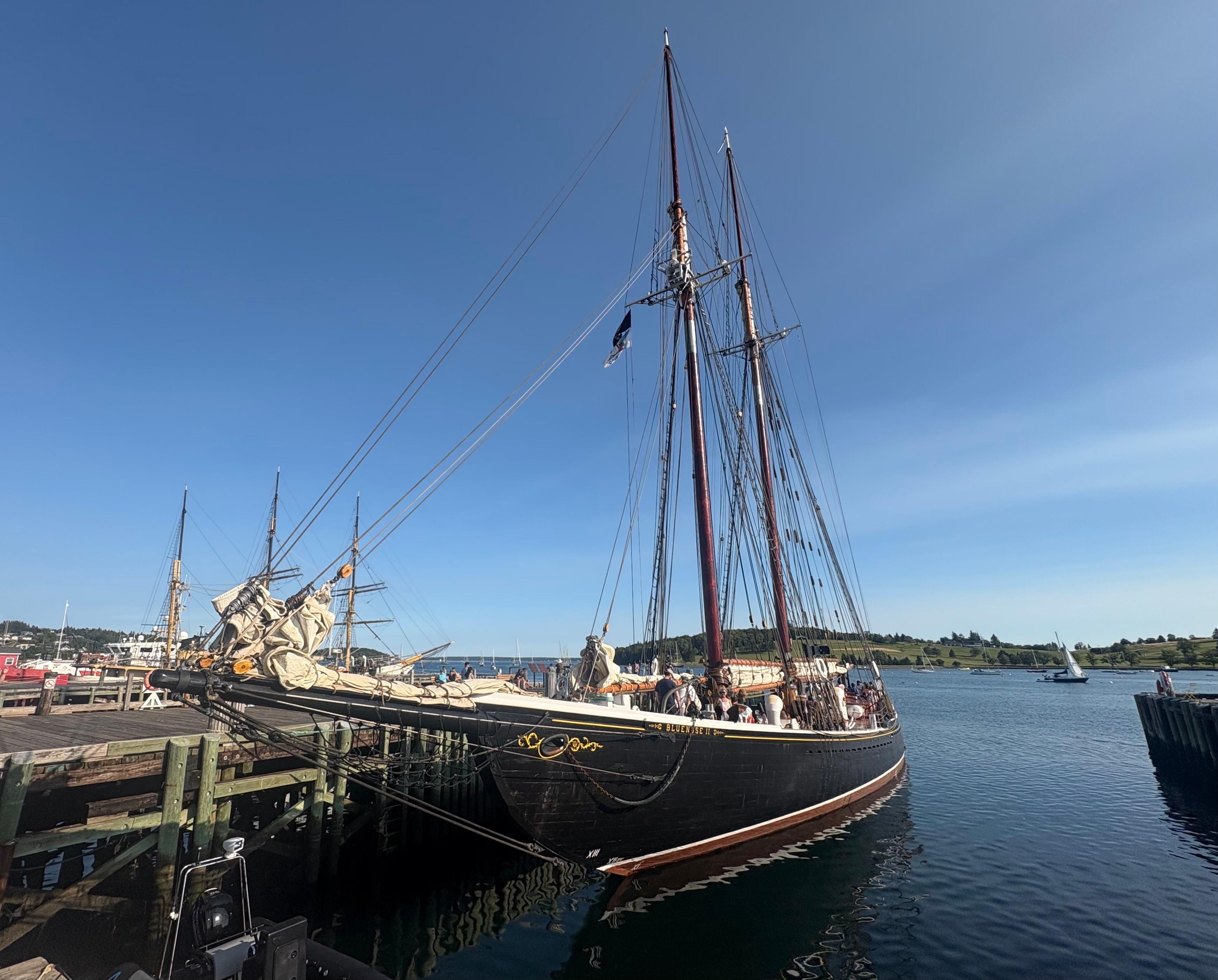 Bluenose II docked in Lunenburg, free on deck tours