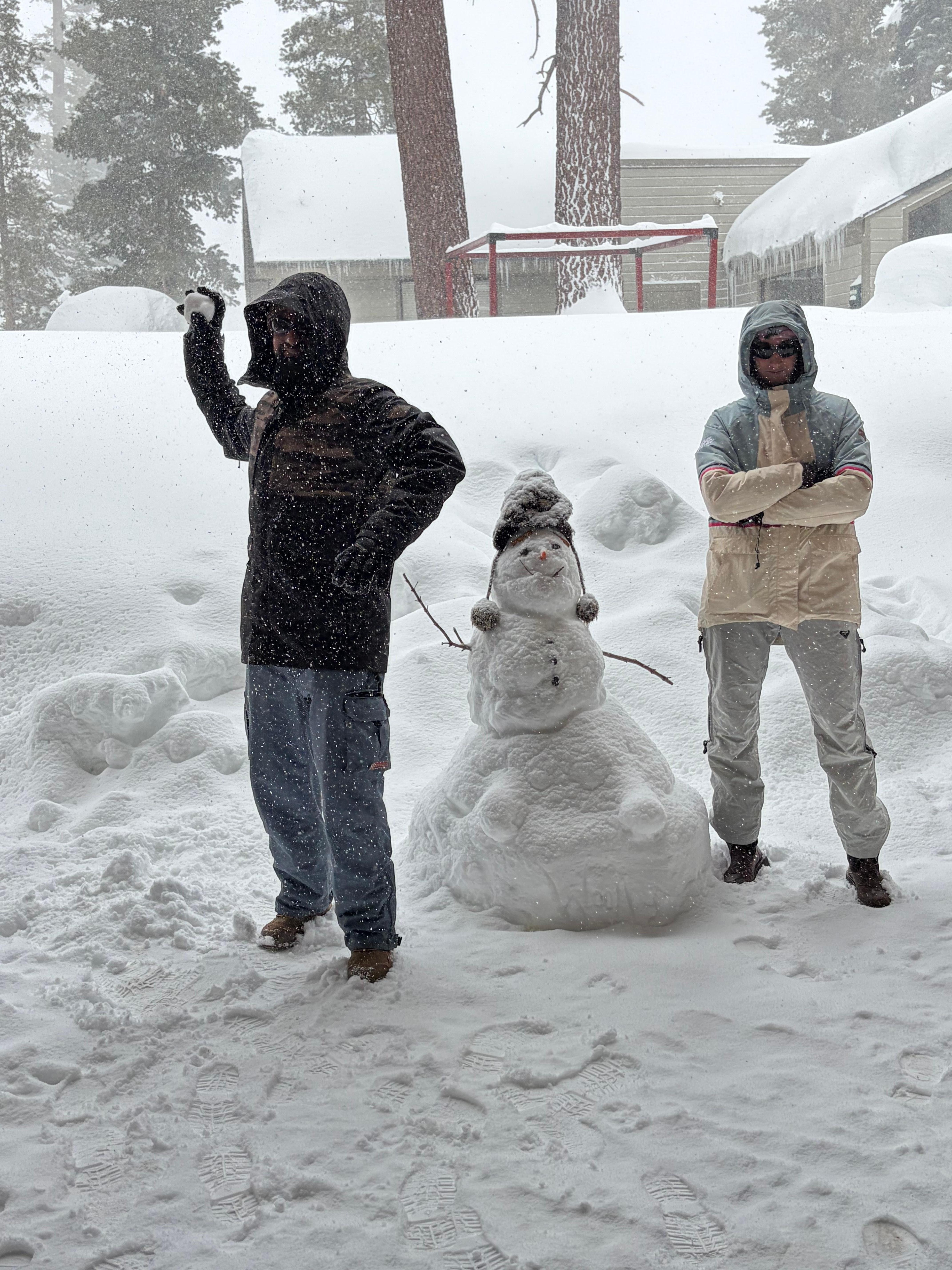 A snowman just outside the front door! 