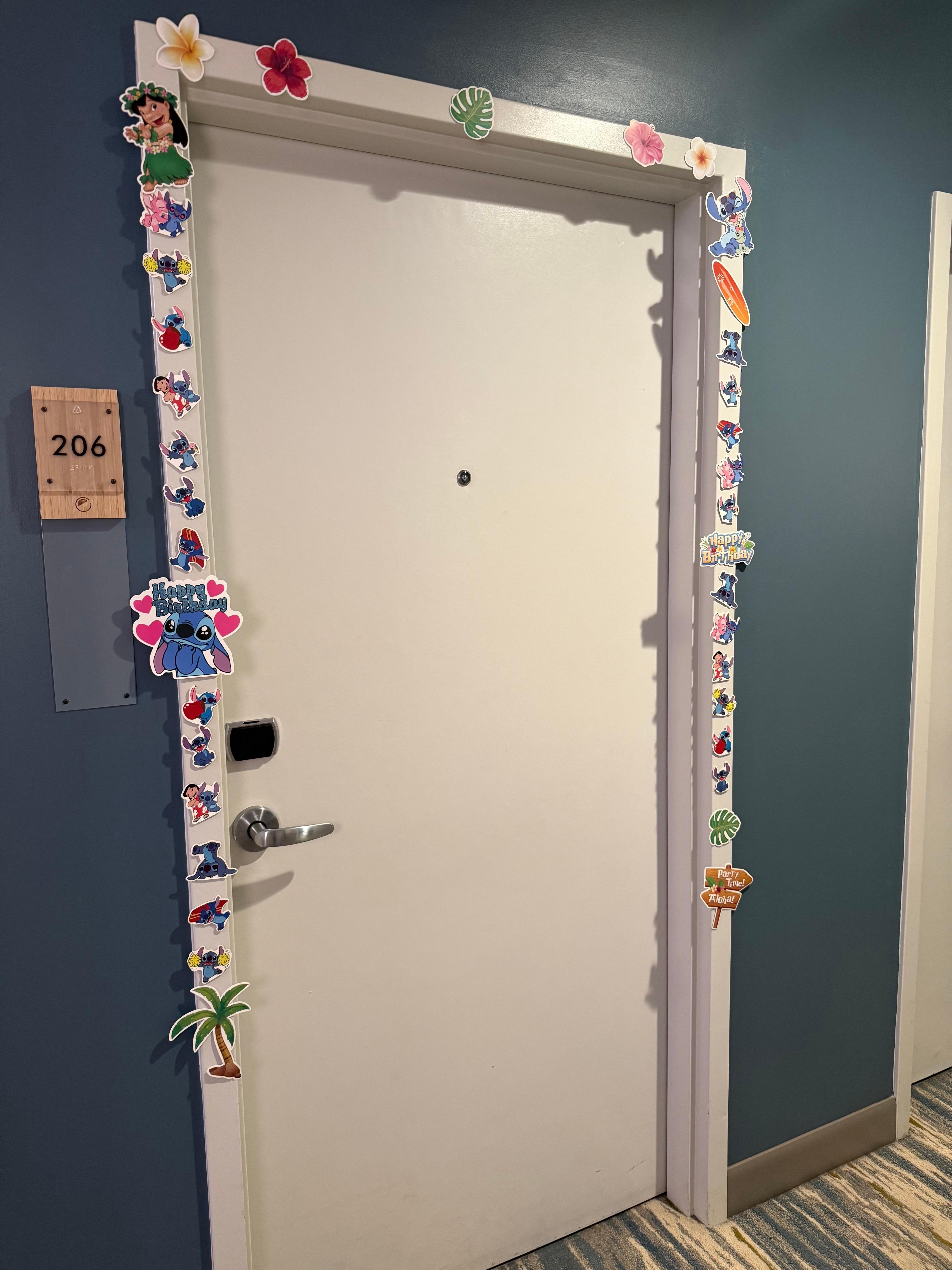 Our room door:) decorated with magnets